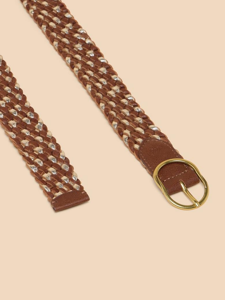 White Stuff Leather Weave Belt S M