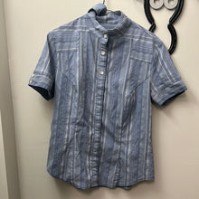 Load image into Gallery viewer, Arista Blue Striped Short Sleeve Shirt Large
