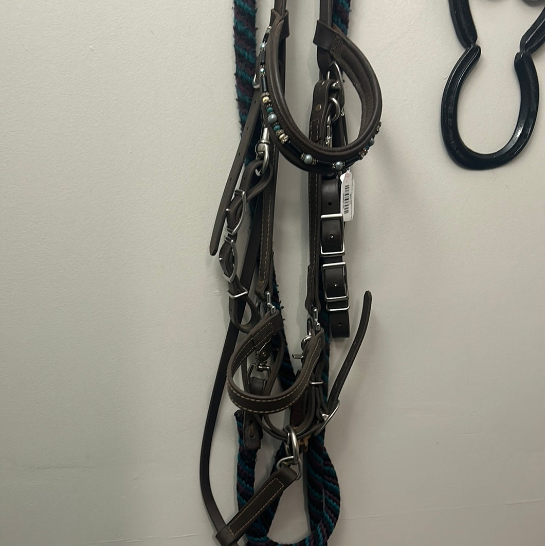 Halter Bridle with Bling Browband and Rope Reins