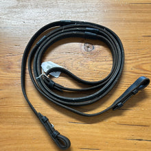 Load image into Gallery viewer, Black Leather Lined Rubber Reins
