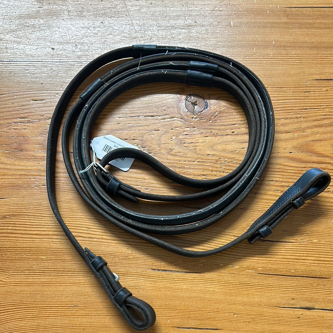 Black Leather Lined Rubber Reins