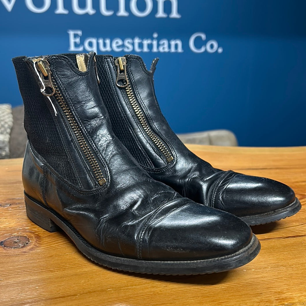 Tucci EZ Short Boots Double Zipper Stretch Panel Leather 37