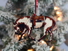 Load image into Gallery viewer, Classy Equine Chestnut Overo Western Riding Ranch Horse Christmas Ornament