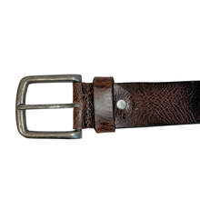 Load image into Gallery viewer, Greenwood Leather Brown Belt with Vintage Silver Buckle-Belt-Greenwood Leather-Small-Evolution Equestrian Co.
