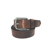Load image into Gallery viewer, Greenwood Leather Brown Belt with Vintage Silver Buckle-Belt-Greenwood Leather-Small-Evolution Equestrian Co.