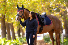 Load image into Gallery viewer, LeMieux Suede Dressage Saddle Pad Navy Cranberry-Dressage Saddle Pad-LeMieux-Small / Medium-Evolution Equestrian Co.