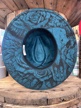 Load image into Gallery viewer, MVR Wide Brim Fedora Hat Aztec Longhorn Skull Emerald-Hats-Mountain View Ranch Design-Evolution Equestrian Co.