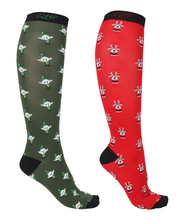 Load image into Gallery viewer, QHP Christmas Boot Socks – Elf/Rudolph 2-Pack-Socks-Can Pro Equestrian Supply-EU 35-38-Evolution Equestrian Co.