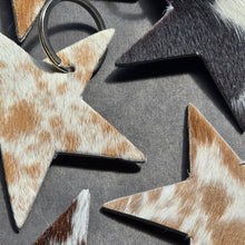 Load image into Gallery viewer, Rancher’s Closet Cowhide Star Keychain-Key Chains-Ranchers Closet-Evolution Equestrian Co.