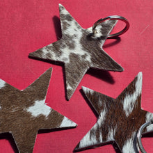 Load image into Gallery viewer, Rancher’s Closet Cowhide Star Keychain-Key Chains-Ranchers Closet-Evolution Equestrian Co.