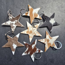 Load image into Gallery viewer, Rancher’s Closet Cowhide Star Keychain-Key Chains-Ranchers Closet-Evolution Equestrian Co.