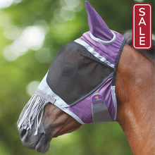 Load image into Gallery viewer, Shires Deluxe Fly Mask with Ears and Nose Fringe-Fly Mask-Pegasus-Pony-Purple-Evolution Equestrian Co.