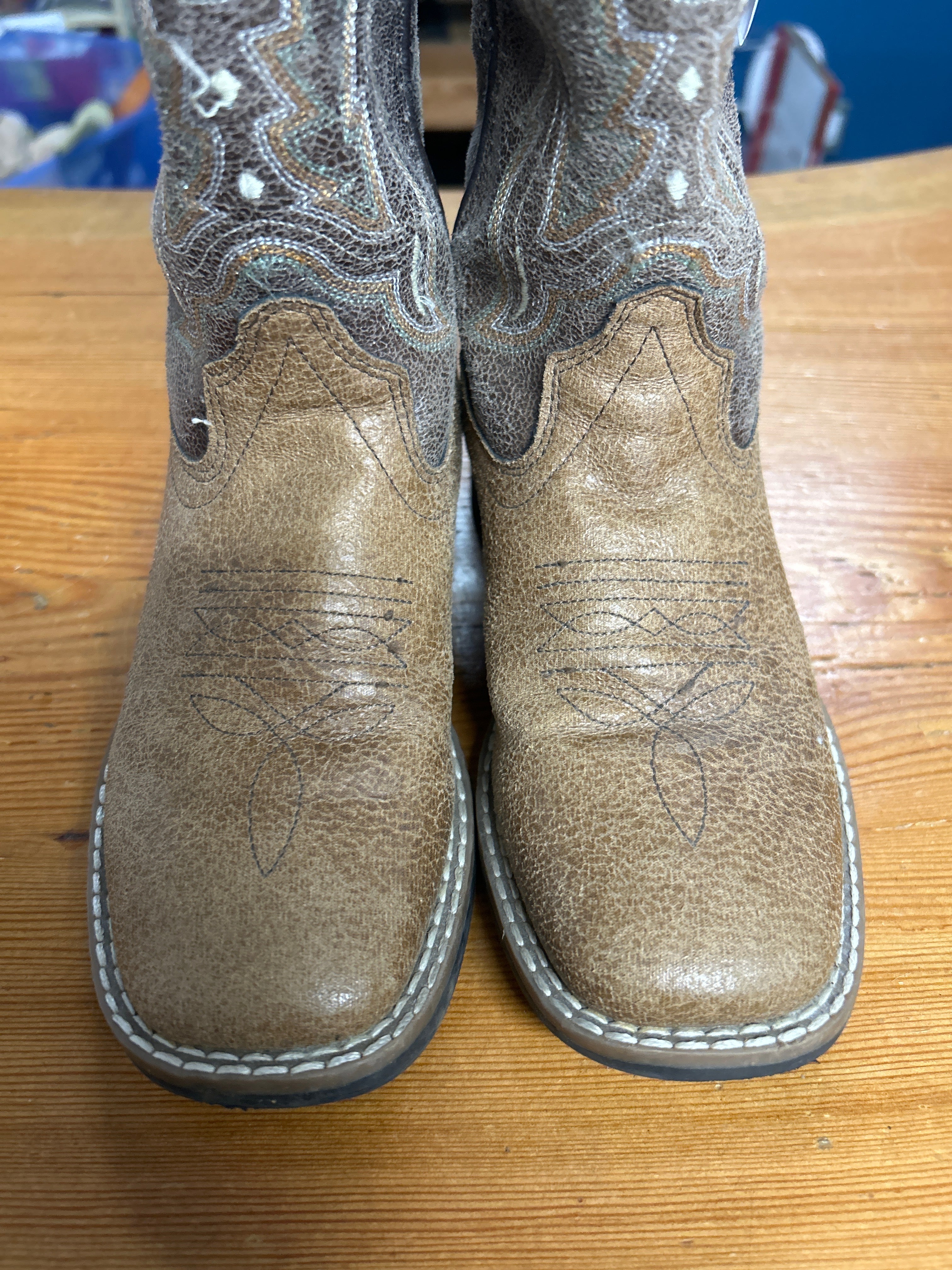 Old West Children's Leather Cowboy Boots 13