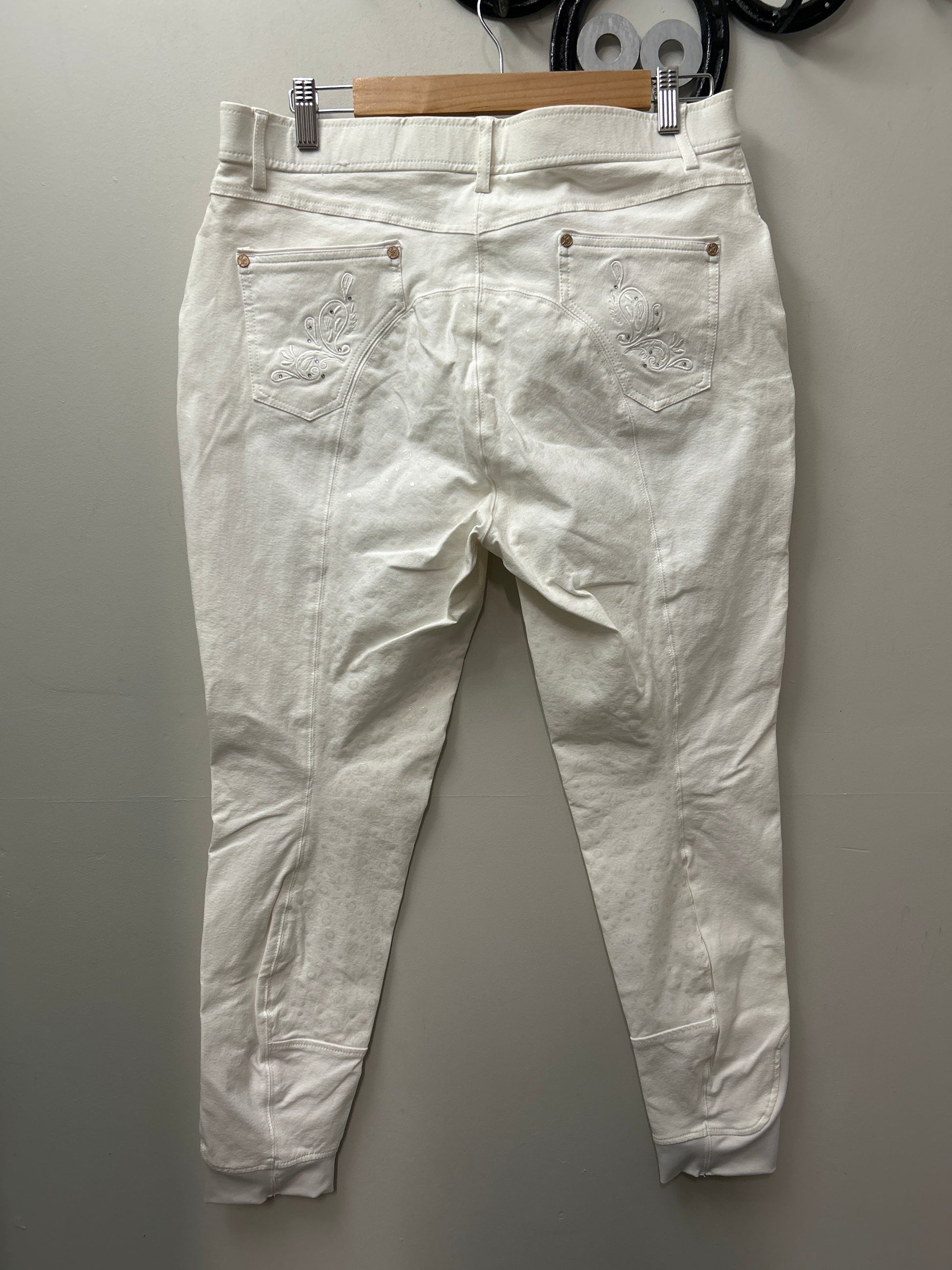 HKM Lauria Garrelli Cream Full Seat Breeches 34-Breeches-Consignment-Evolution Equestrian Co.