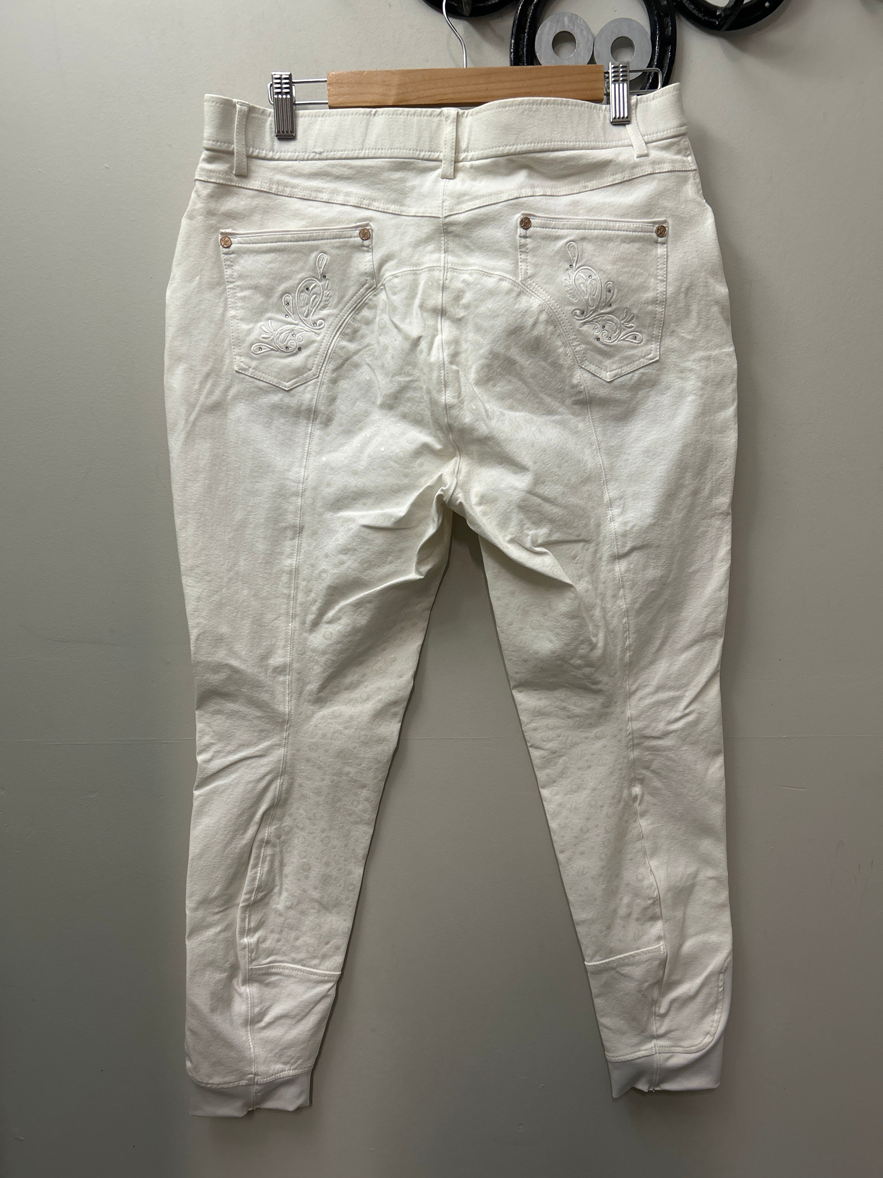 HKM Lauria Garrelli Cream Full Seat Breeches 34-Breeches-Consignment-Evolution Equestrian Co.