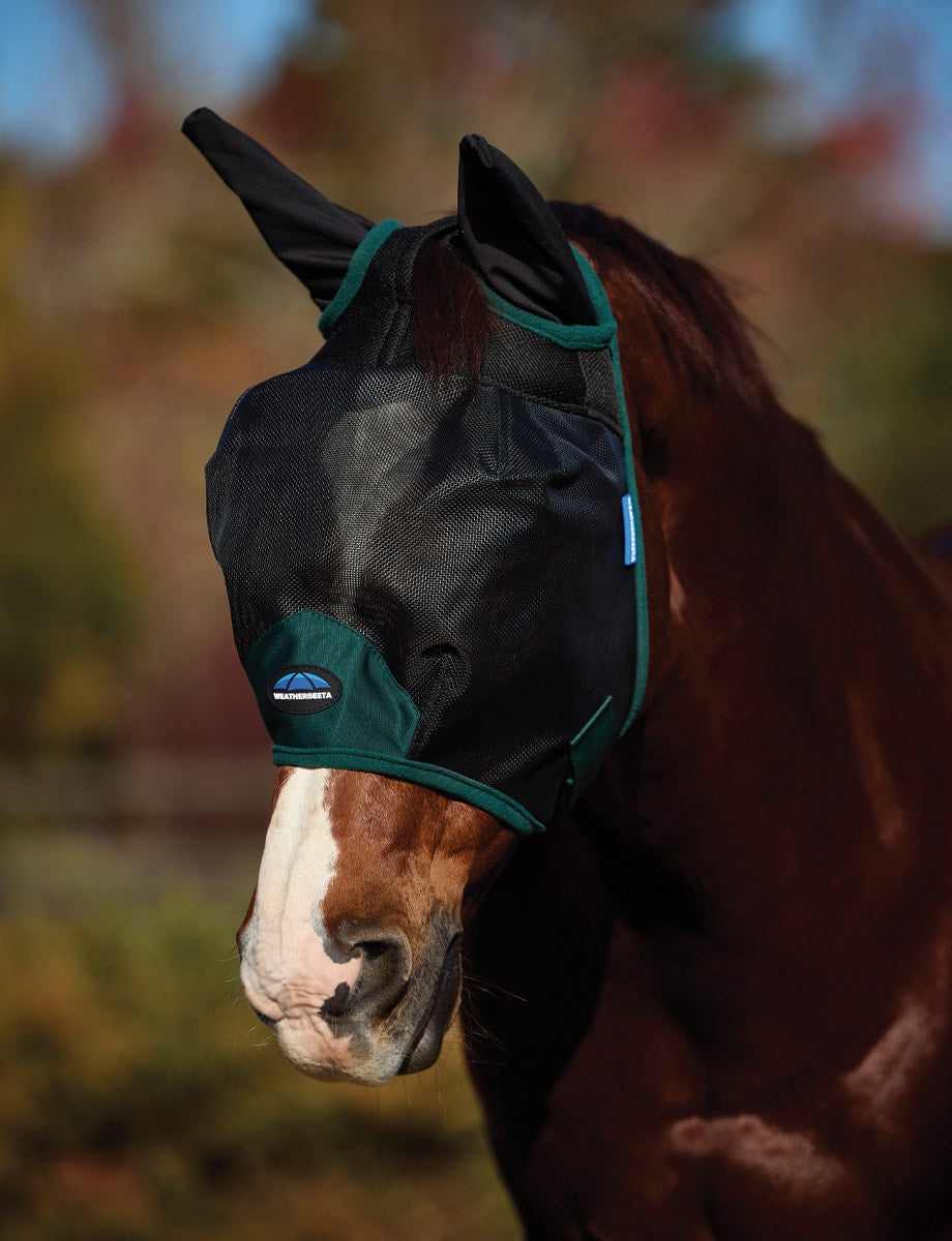 Durable Mesh Fly Mask With Ears Forest Green XXSmall-Fly Mask-Consignment-Evolution Equestrian Co.