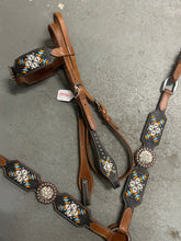 Load image into Gallery viewer, Western Tack Set - Black/Turquoise/Orange
