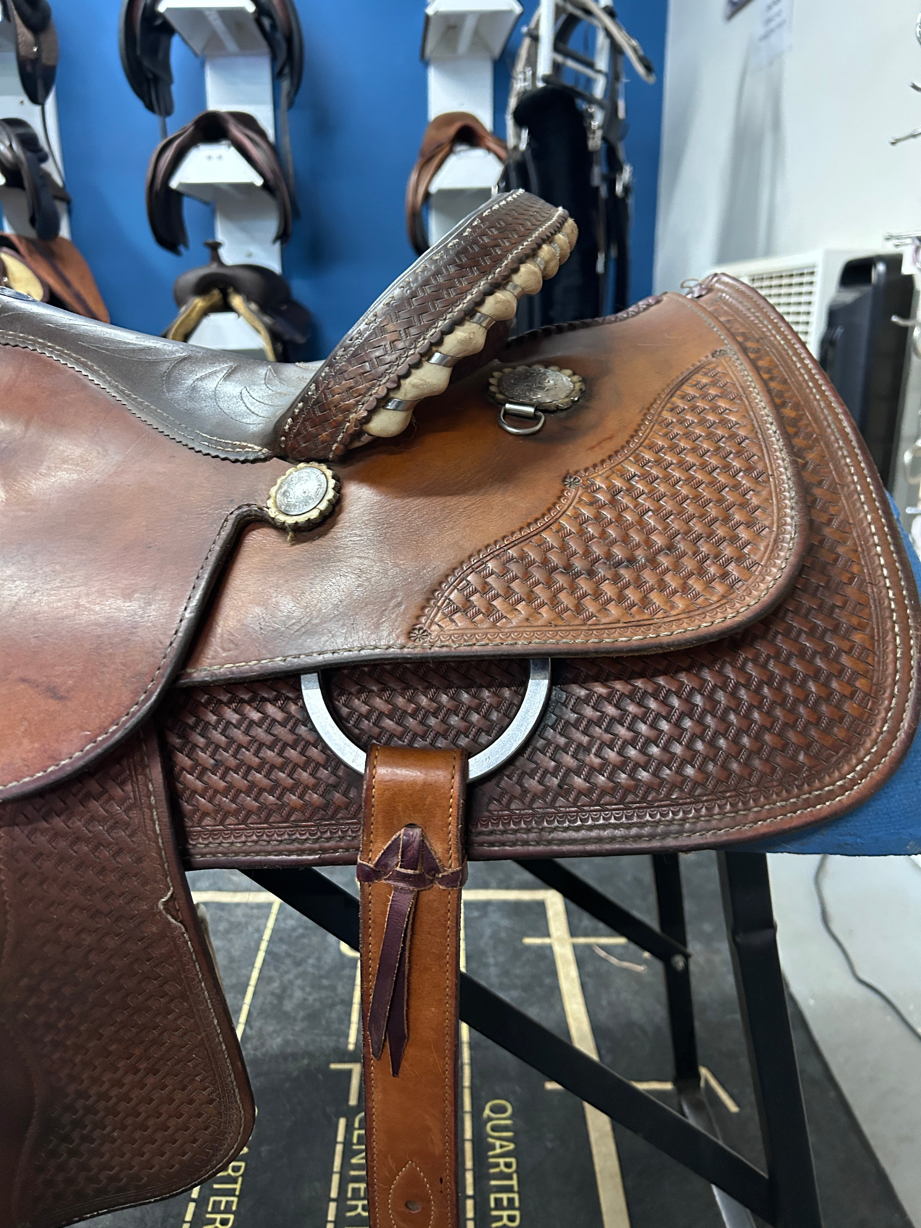 15" Crates Mike Beers Team Roper Western Saddle-Saddle-Consignment-Evolution Equestrian Co.
