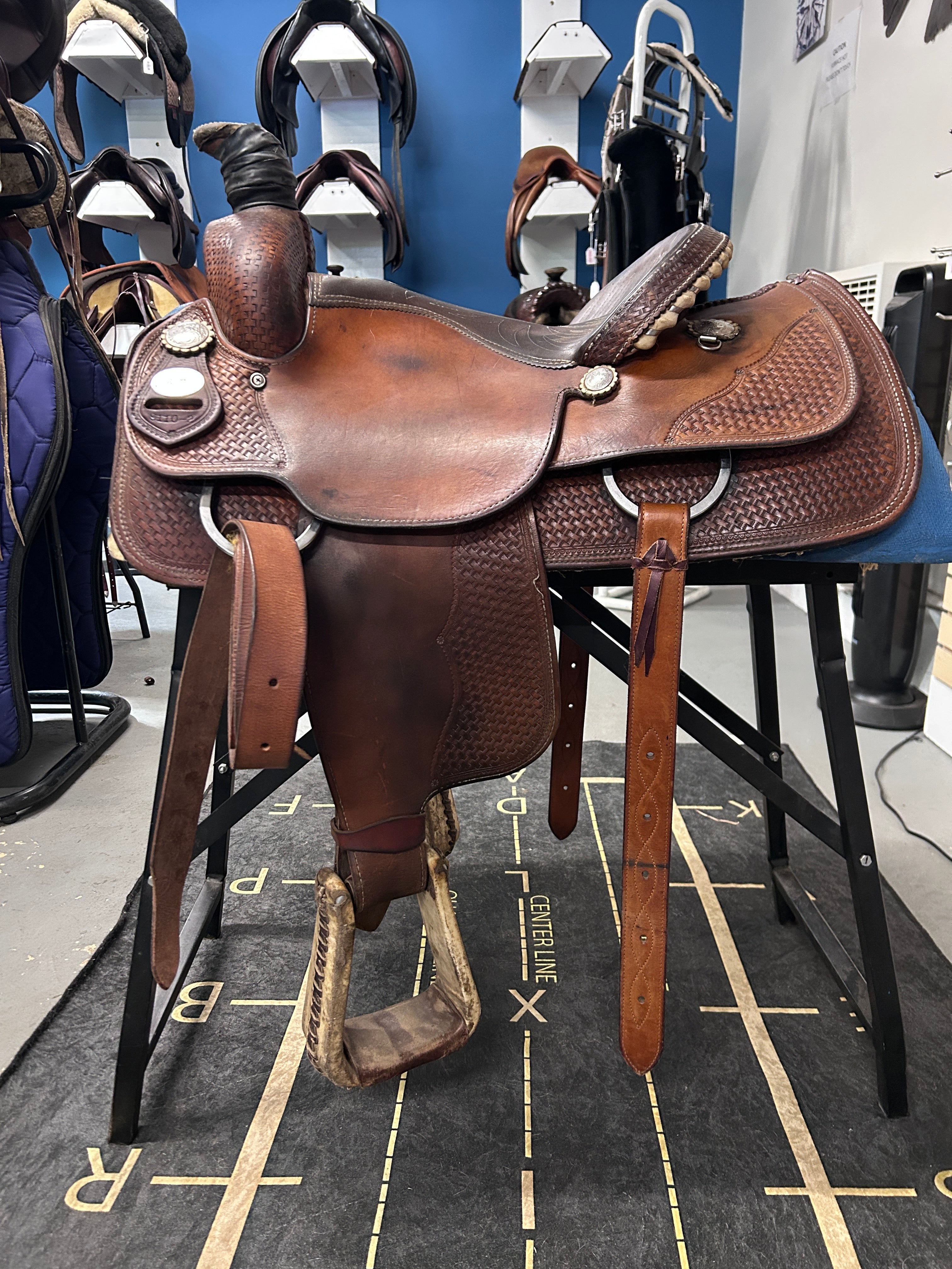 15" Crates Mike Beers Team Roper Western Saddle-Saddle-Consignment-Evolution Equestrian Co.