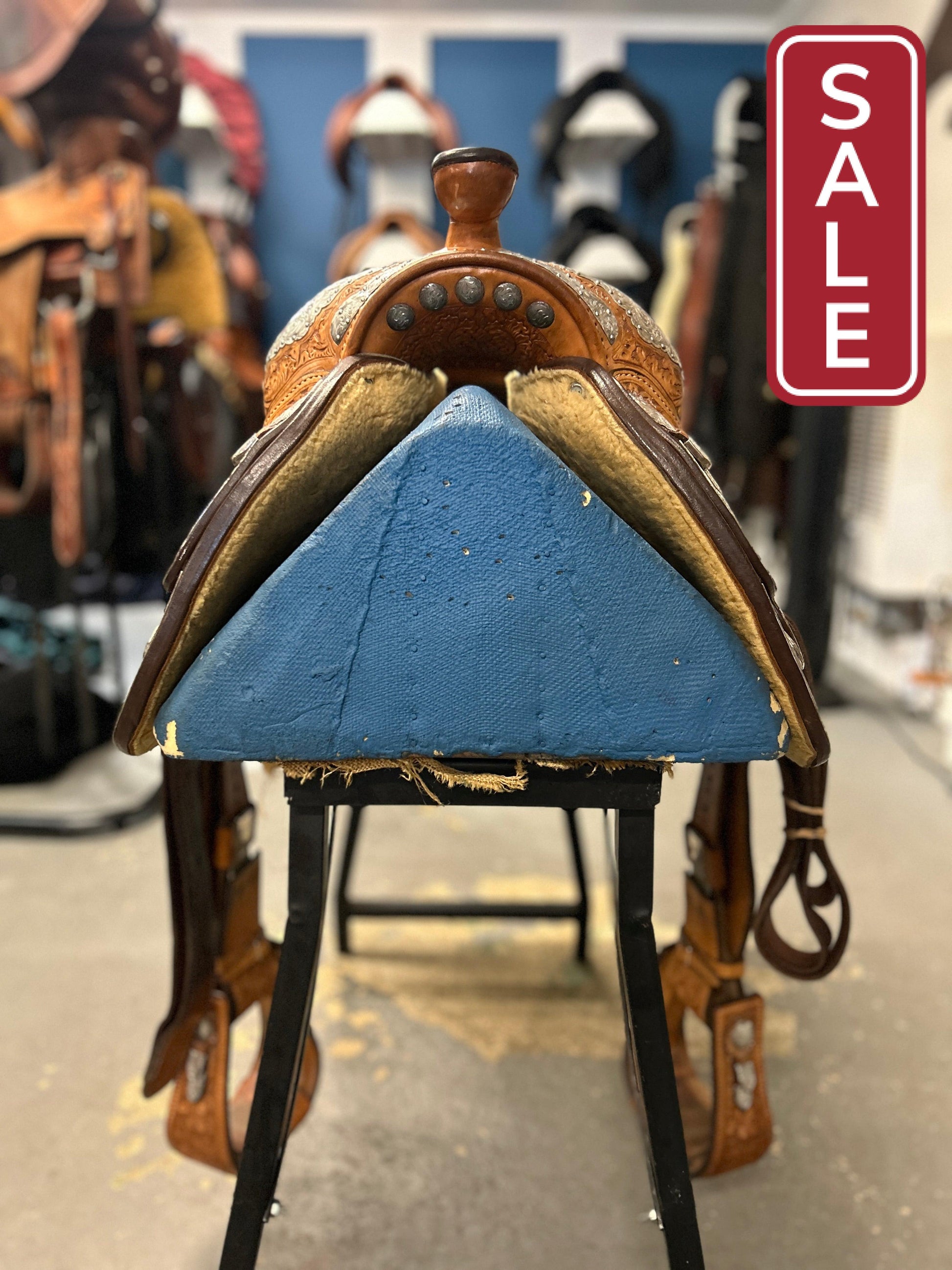 16.5" Custom Blue Ribbon Western Show Saddle-Saddle-Consignment-Evolution Equestrian Co.