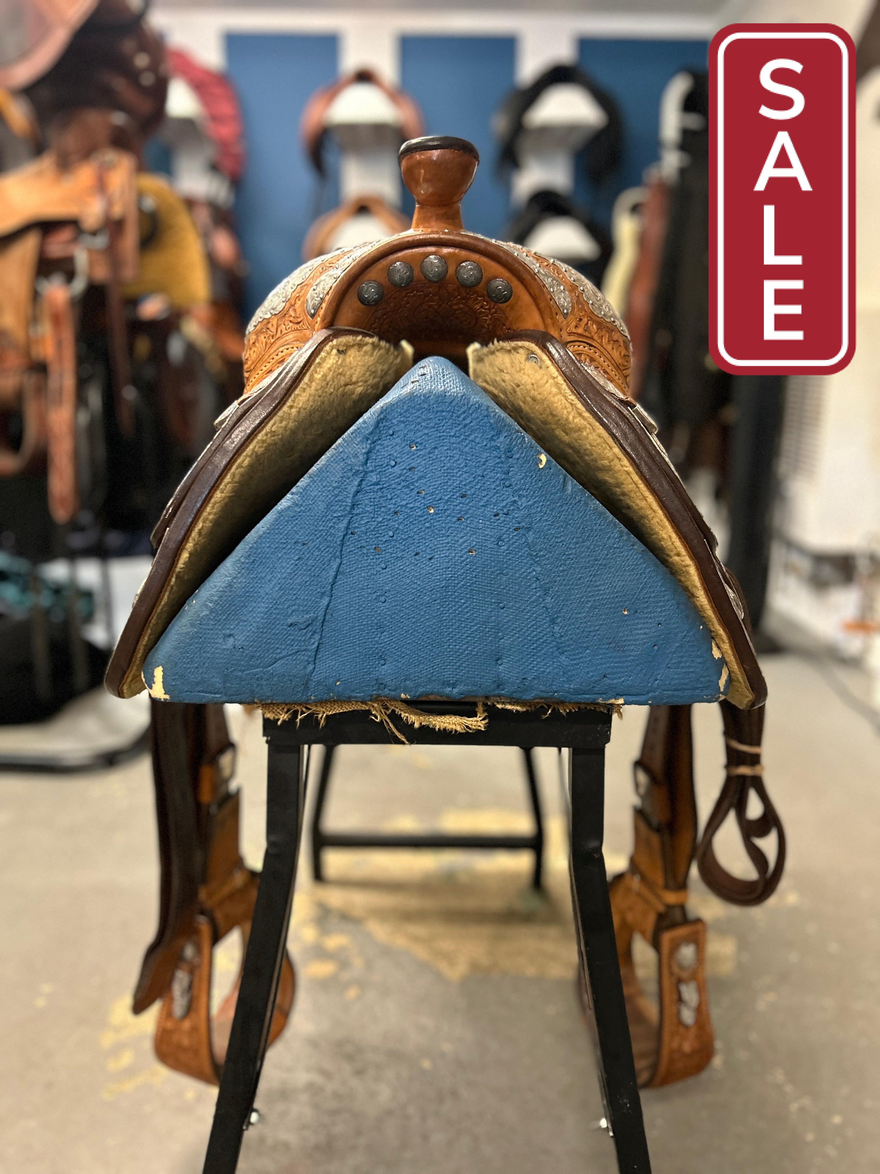 16.5" Custom Blue Ribbon Western Show Saddle-Saddle-Consignment-Evolution Equestrian Co.