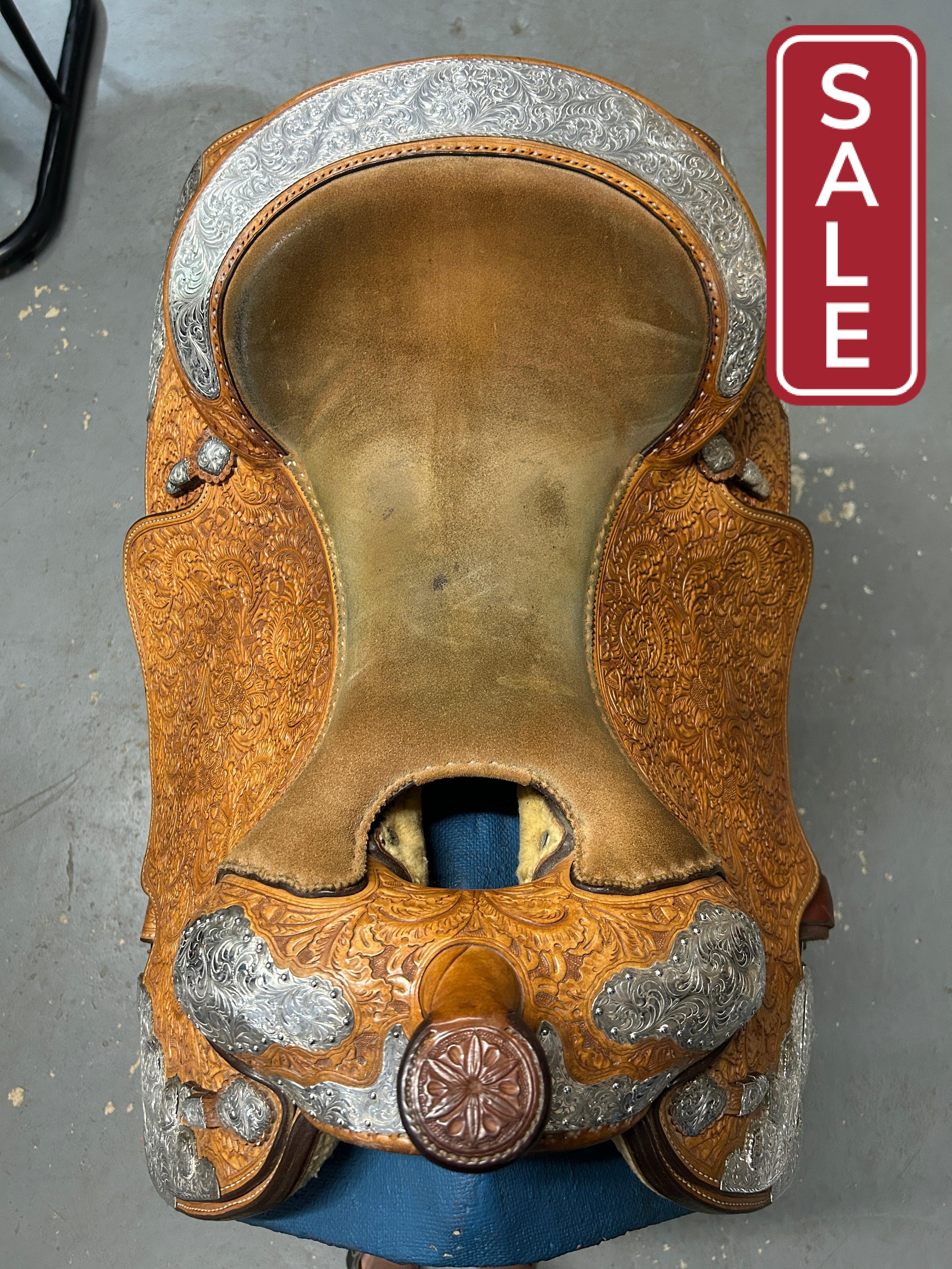 16.5" Custom Blue Ribbon Western Show Saddle-Saddle-Consignment-Evolution Equestrian Co.