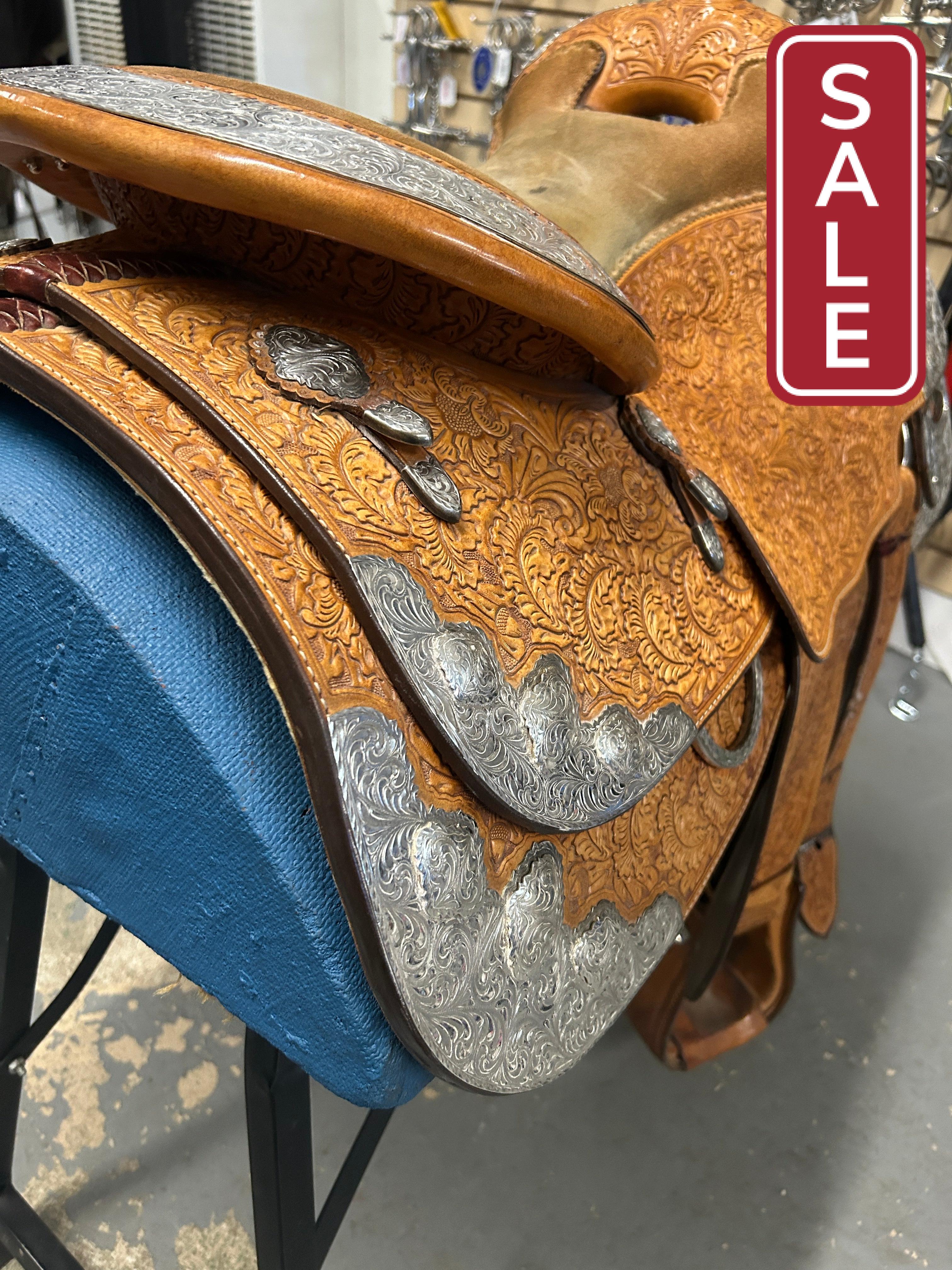 16.5" Custom Blue Ribbon Western Show Saddle-Saddle-Consignment-Evolution Equestrian Co.