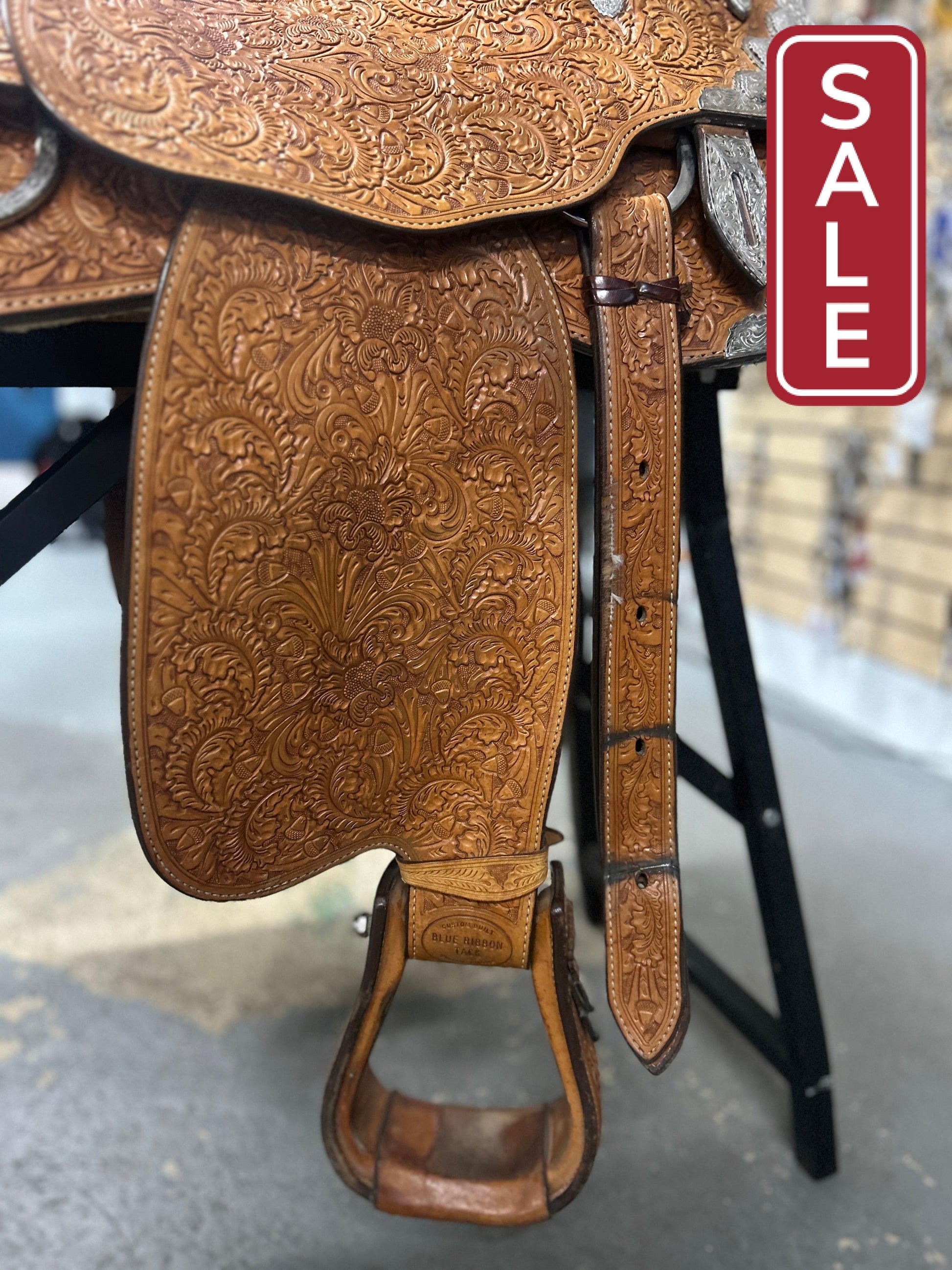 16.5" Custom Blue Ribbon Western Show Saddle-Saddle-Consignment-Evolution Equestrian Co.
