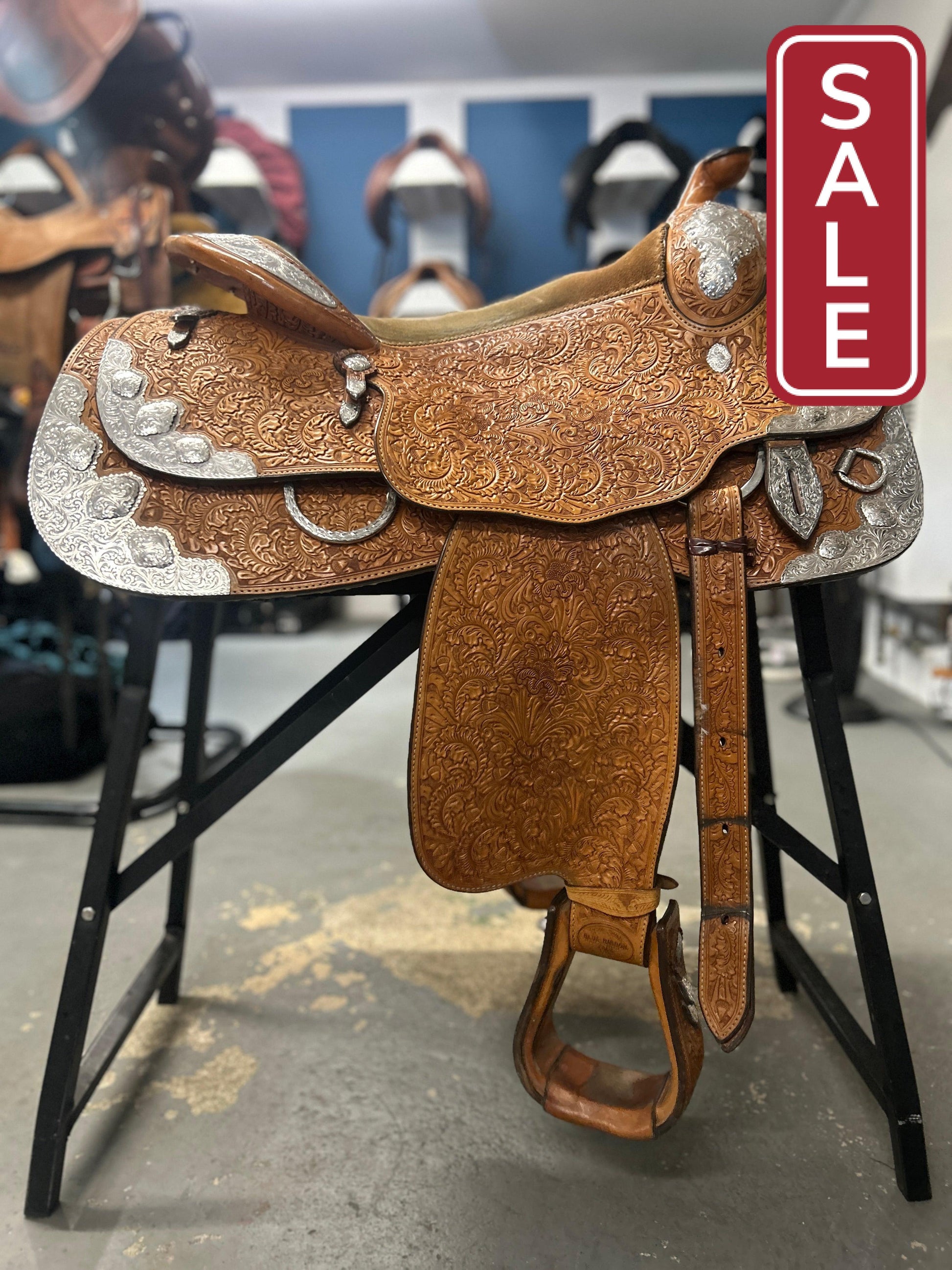 16.5" Custom Blue Ribbon Western Show Saddle-Saddle-Consignment-Evolution Equestrian Co.