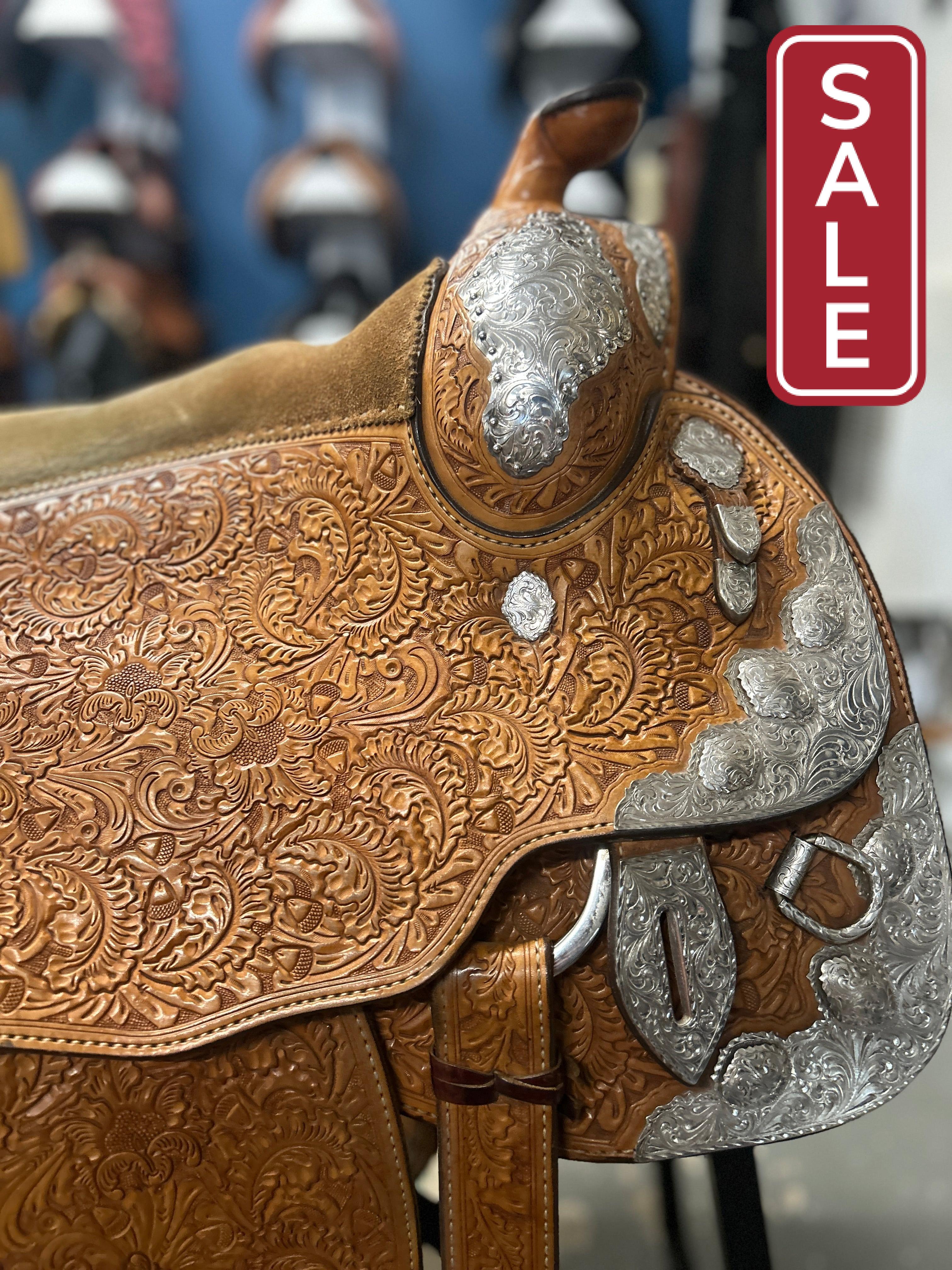 16.5" Custom Blue Ribbon Western Show Saddle-Saddle-Consignment-Evolution Equestrian Co.