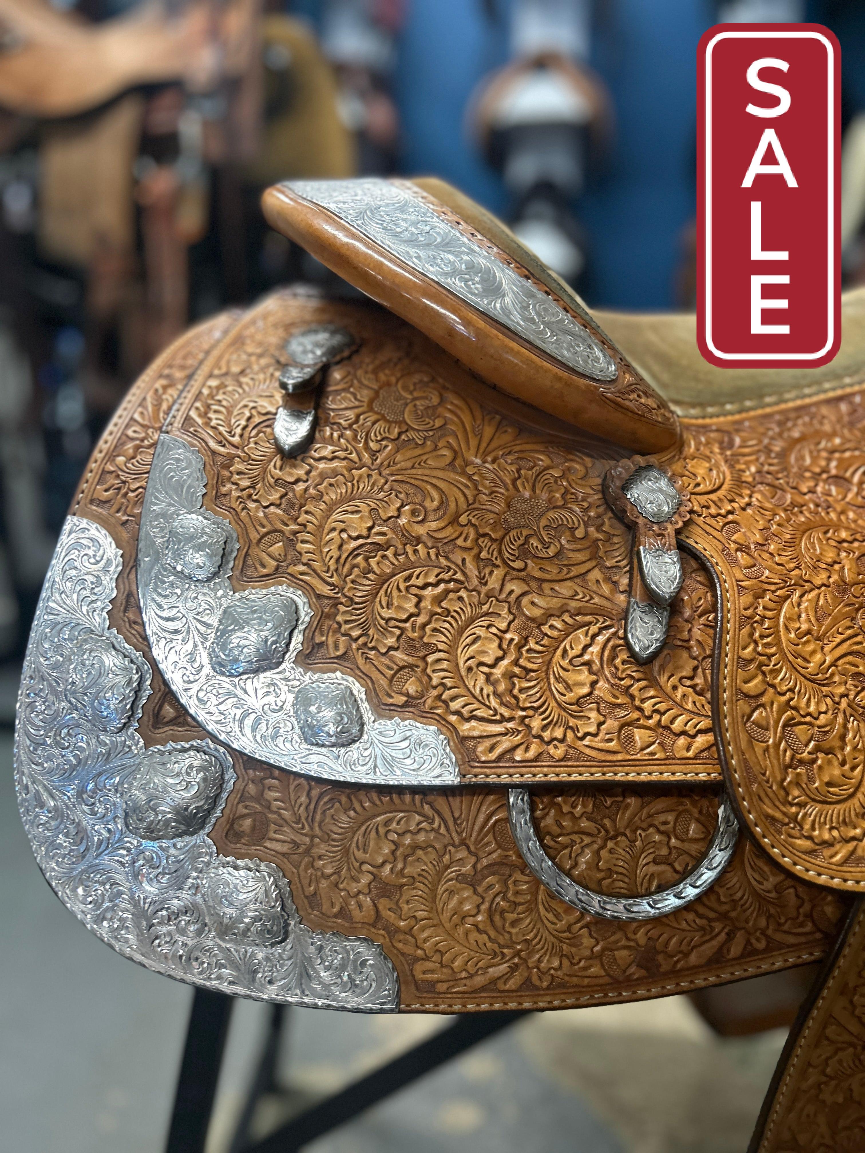 16.5" Custom Blue Ribbon Western Show Saddle-Saddle-Consignment-Evolution Equestrian Co.