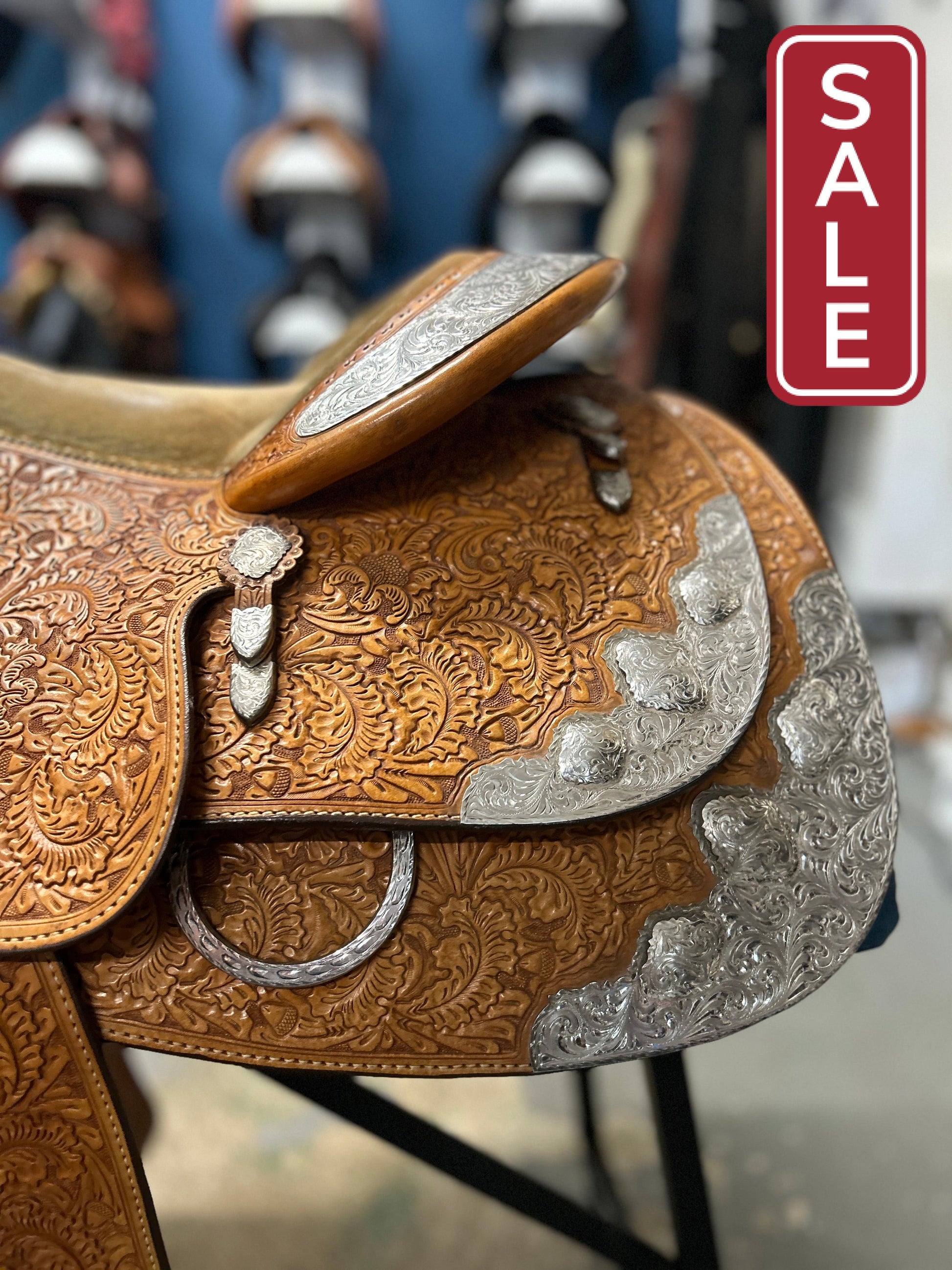 16.5" Custom Blue Ribbon Western Show Saddle-Saddle-Consignment-Evolution Equestrian Co.