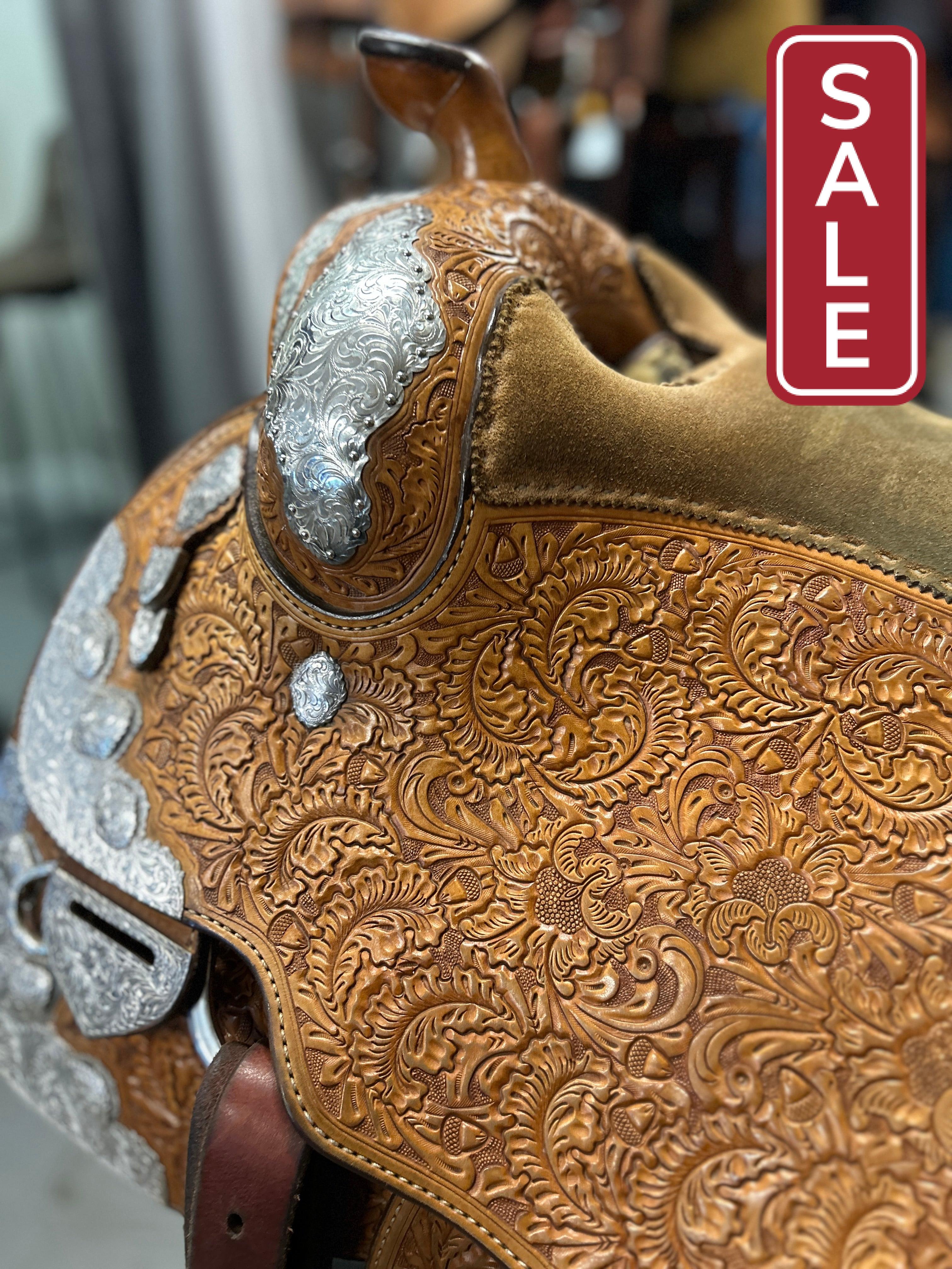 16.5" Custom Blue Ribbon Western Show Saddle-Saddle-Consignment-Evolution Equestrian Co.