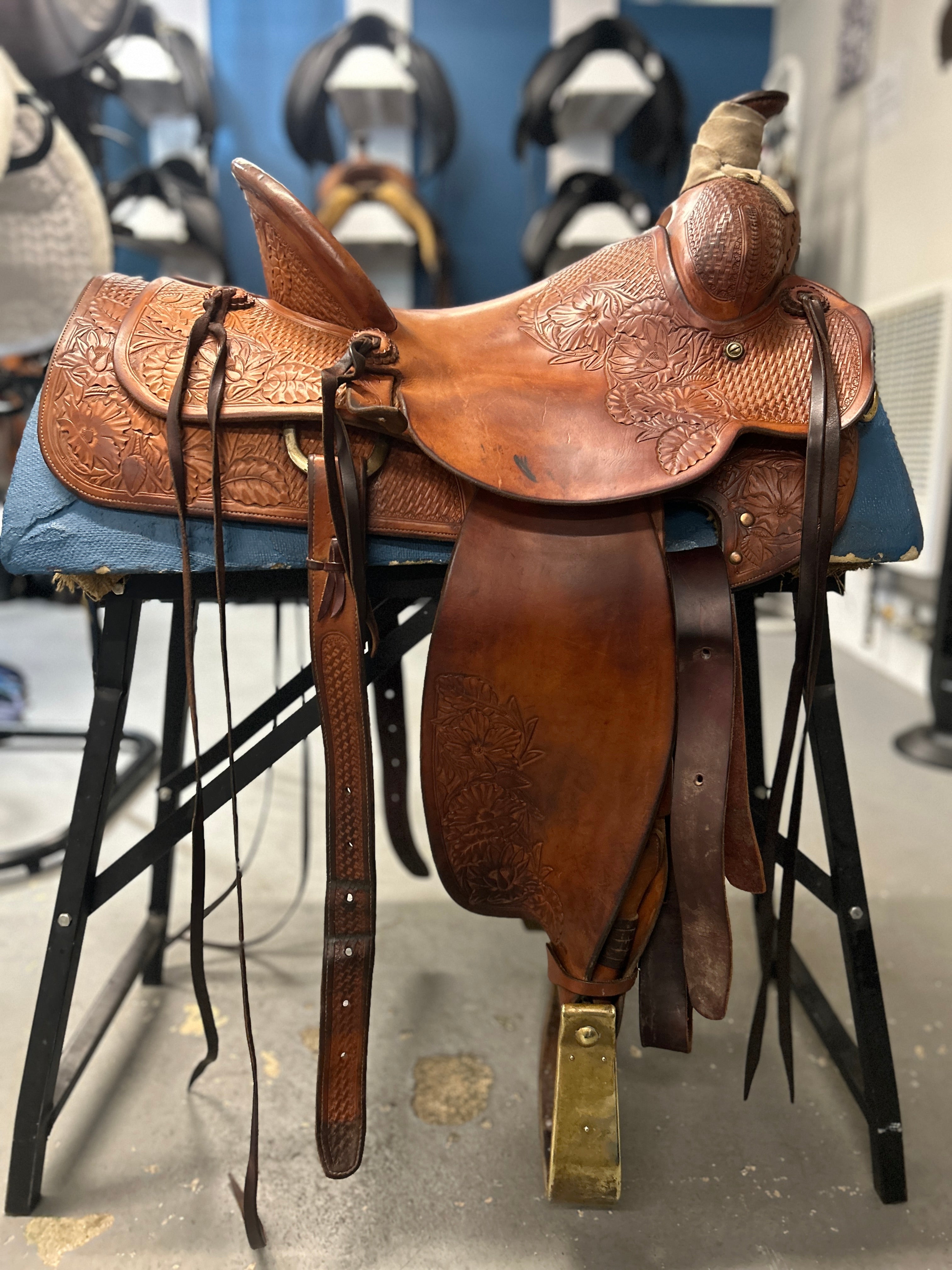 16" Ross Ellas Custom Western Saddle-Saddle-Consignment-Evolution Equestrian Co.