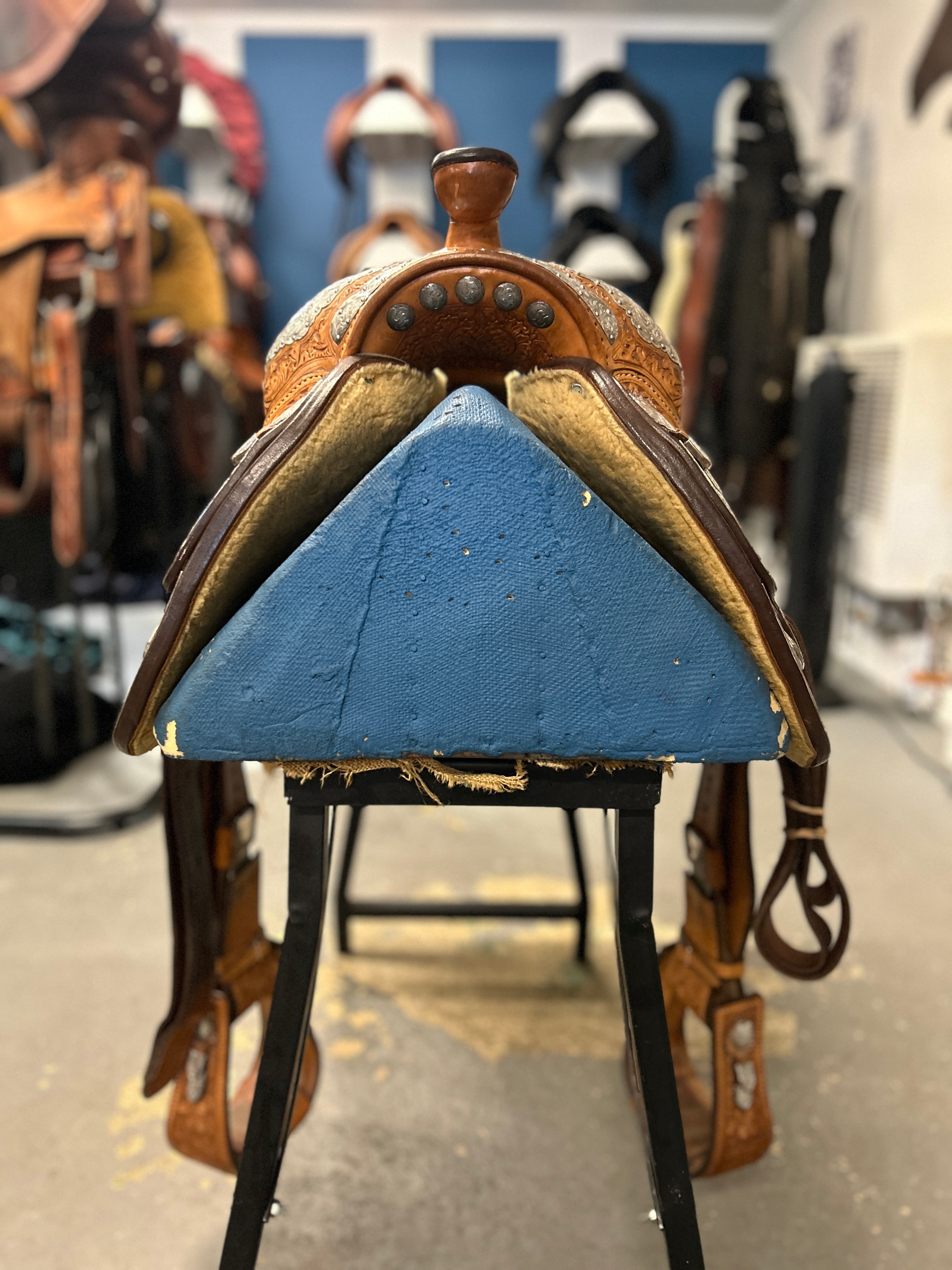 16.5" Custom Blue Ribbon Western Show Saddle-Saddle-Consignment-Evolution Equestrian Co.