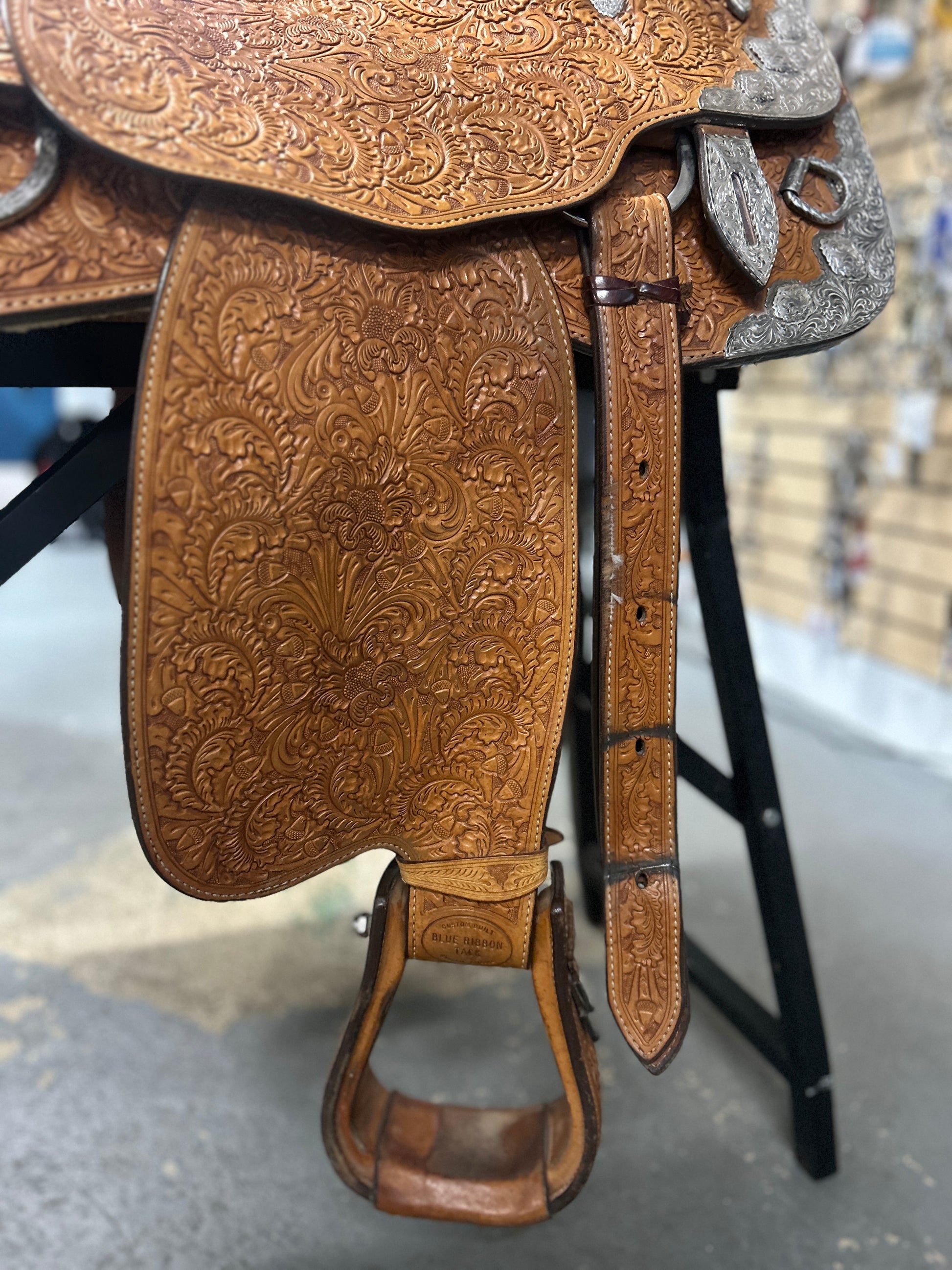 16.5" Custom Blue Ribbon Western Show Saddle-Saddle-Consignment-Evolution Equestrian Co.
