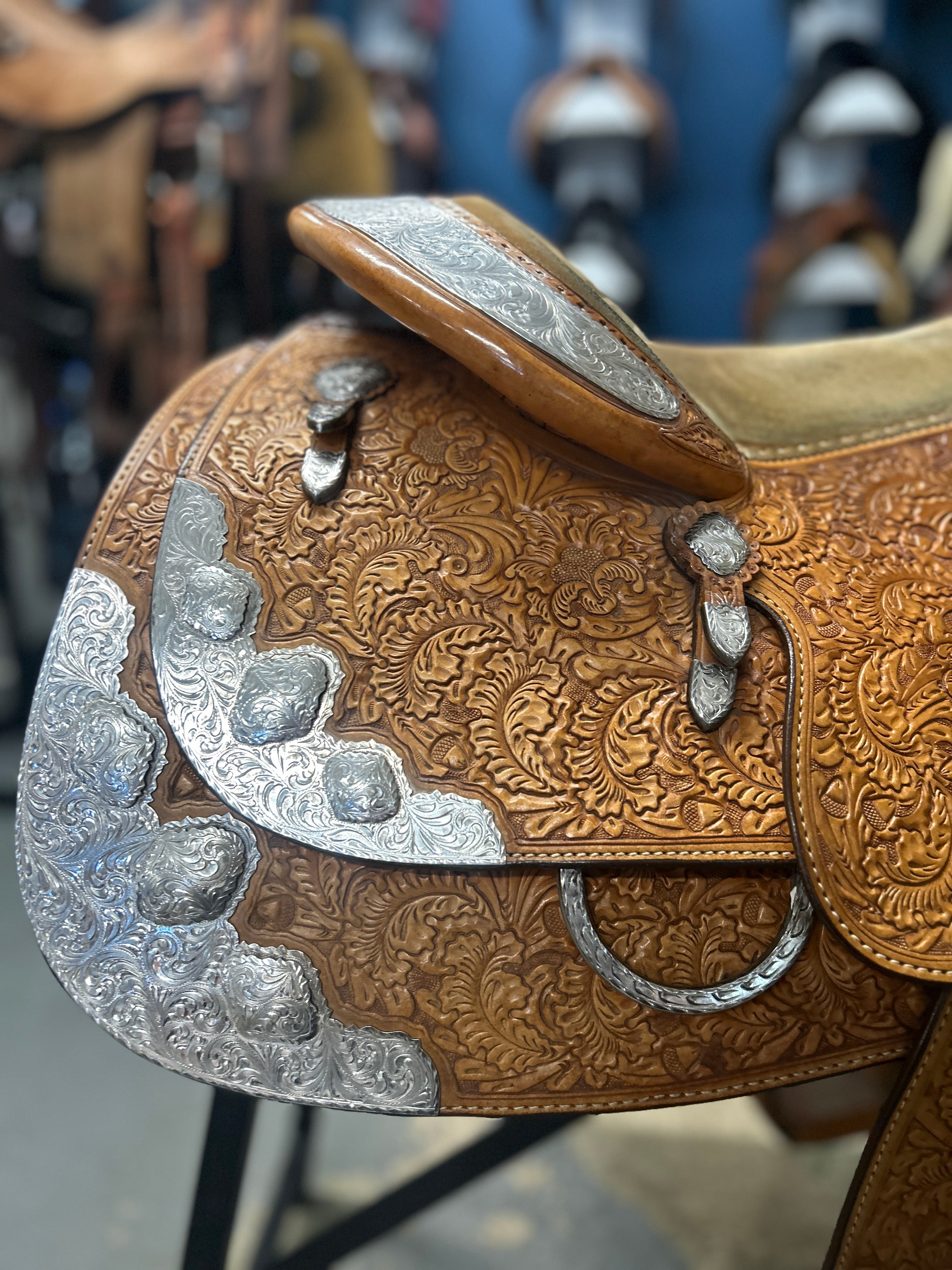 16.5" Custom Blue Ribbon Western Show Saddle-Saddle-Consignment-Evolution Equestrian Co.