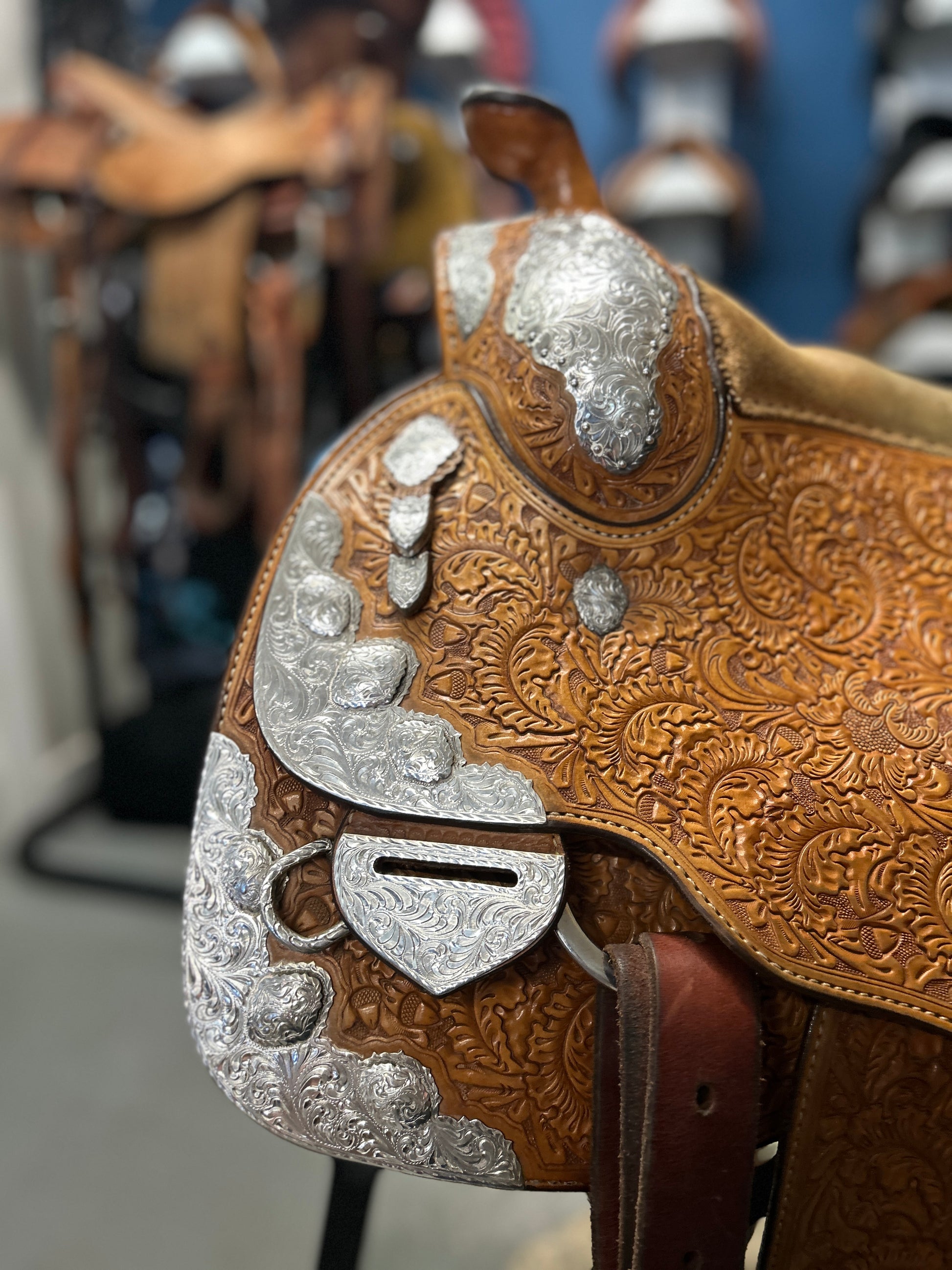 16.5" Custom Blue Ribbon Western Show Saddle-Saddle-Consignment-Evolution Equestrian Co.