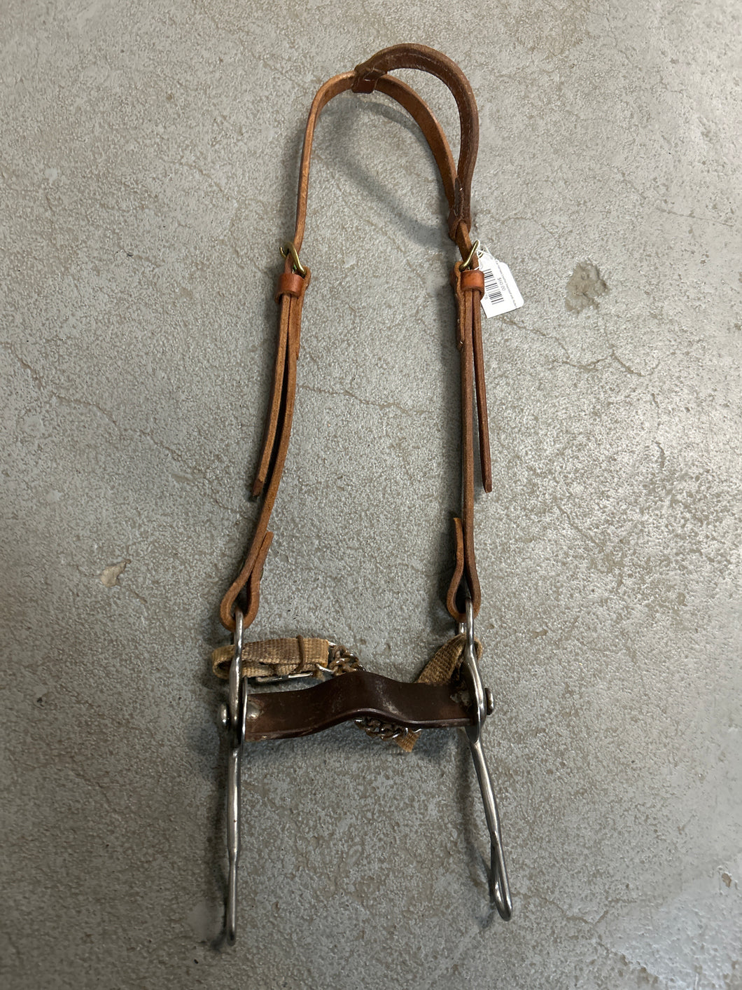 One Ear Harness Leather Headstall with Rutledge Bit