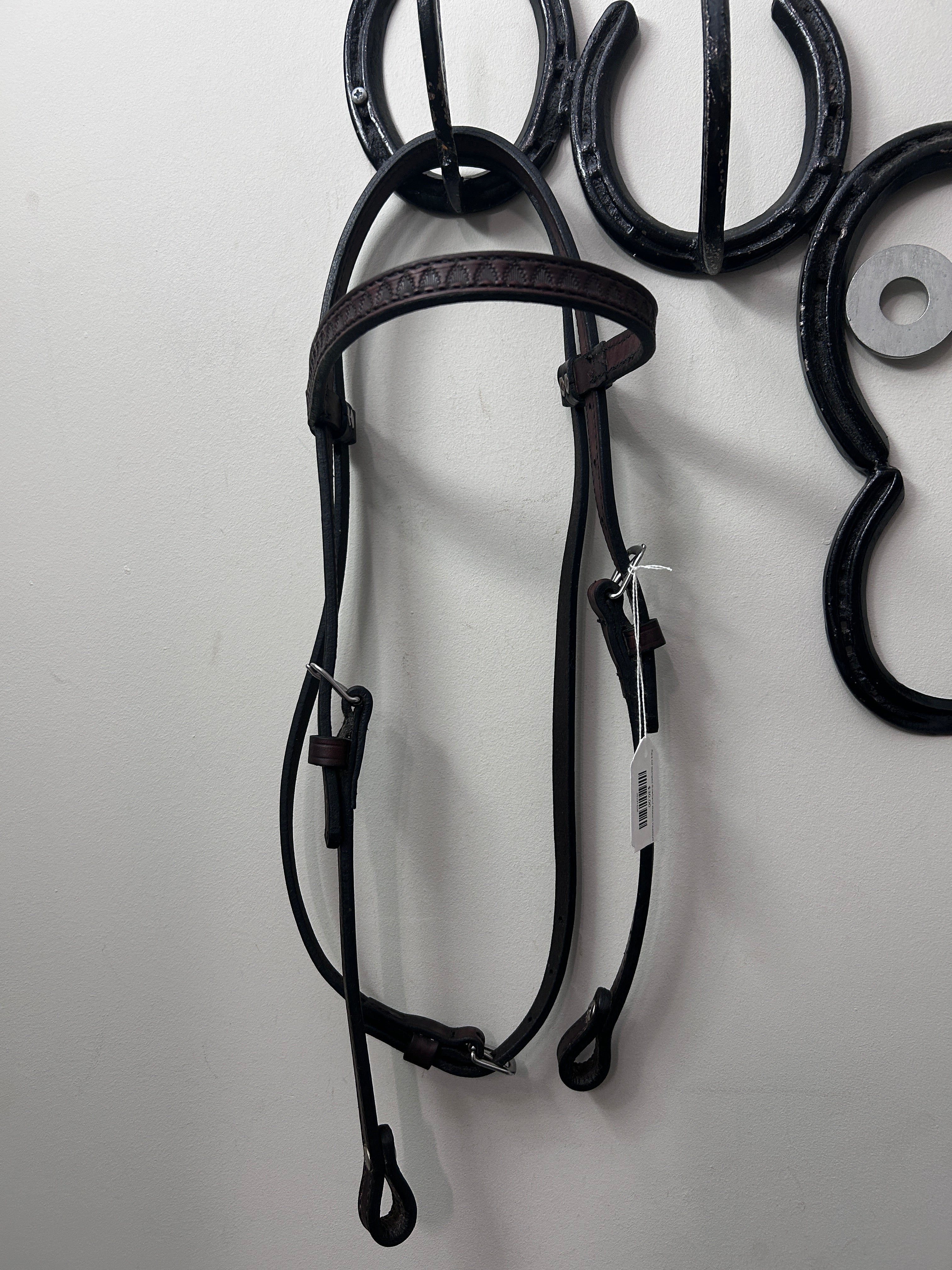 Dark Oil Stamped Browband Western Headstall