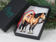 Load image into Gallery viewer, Classy Equine Buckskin Western Ranch Horse Ornament - Quarter Horse Decor
