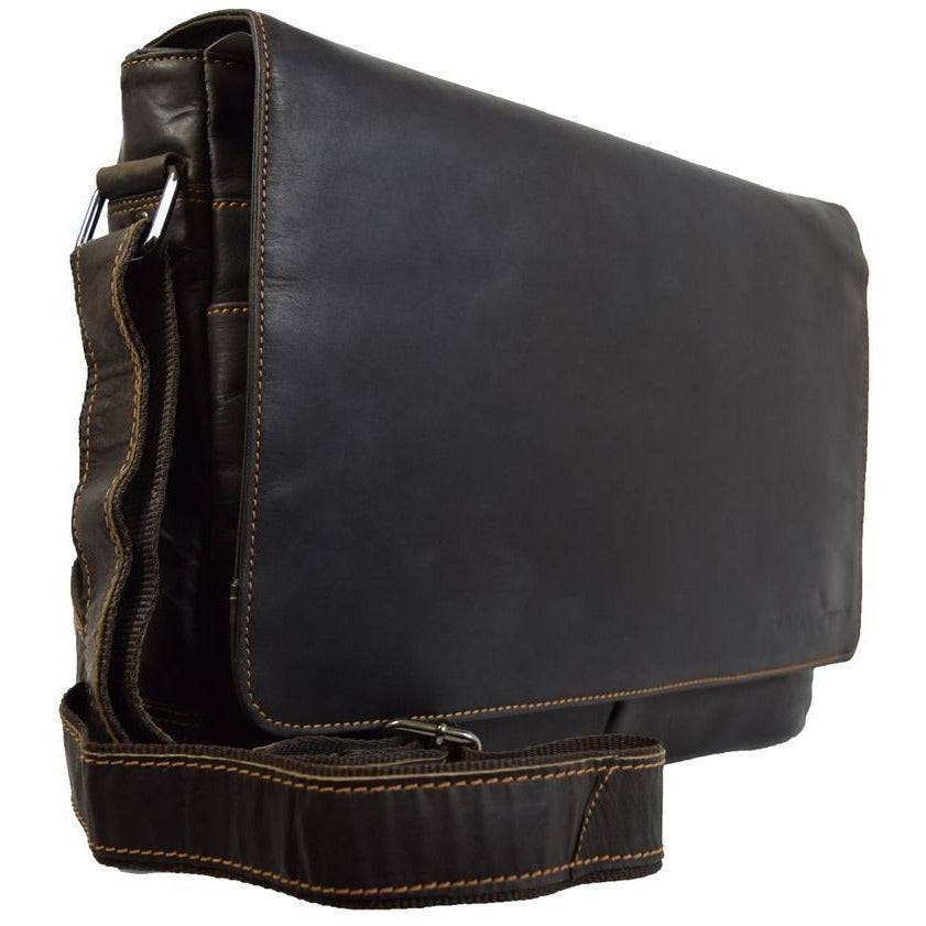Greenwood Leather - Leather Shoulder Laptop Bag Gent - GW117: Brown-Greenwood Leather-Evolution Equestrian Co.