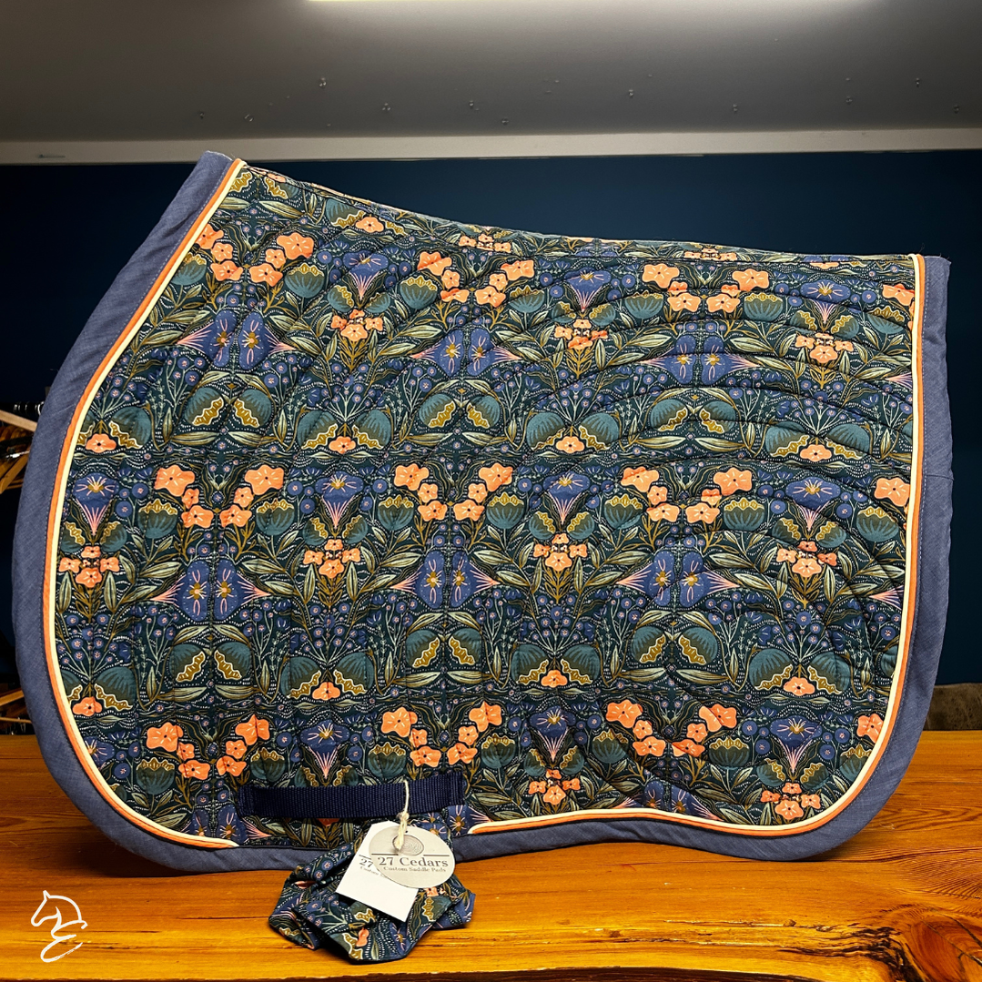 27 Cedar Custom Jumper English Saddle Pads-Western Saddle Pad-27 Cedar Custom Saddle Pads-Night Garden - Full-Evolution Equestrian Co.