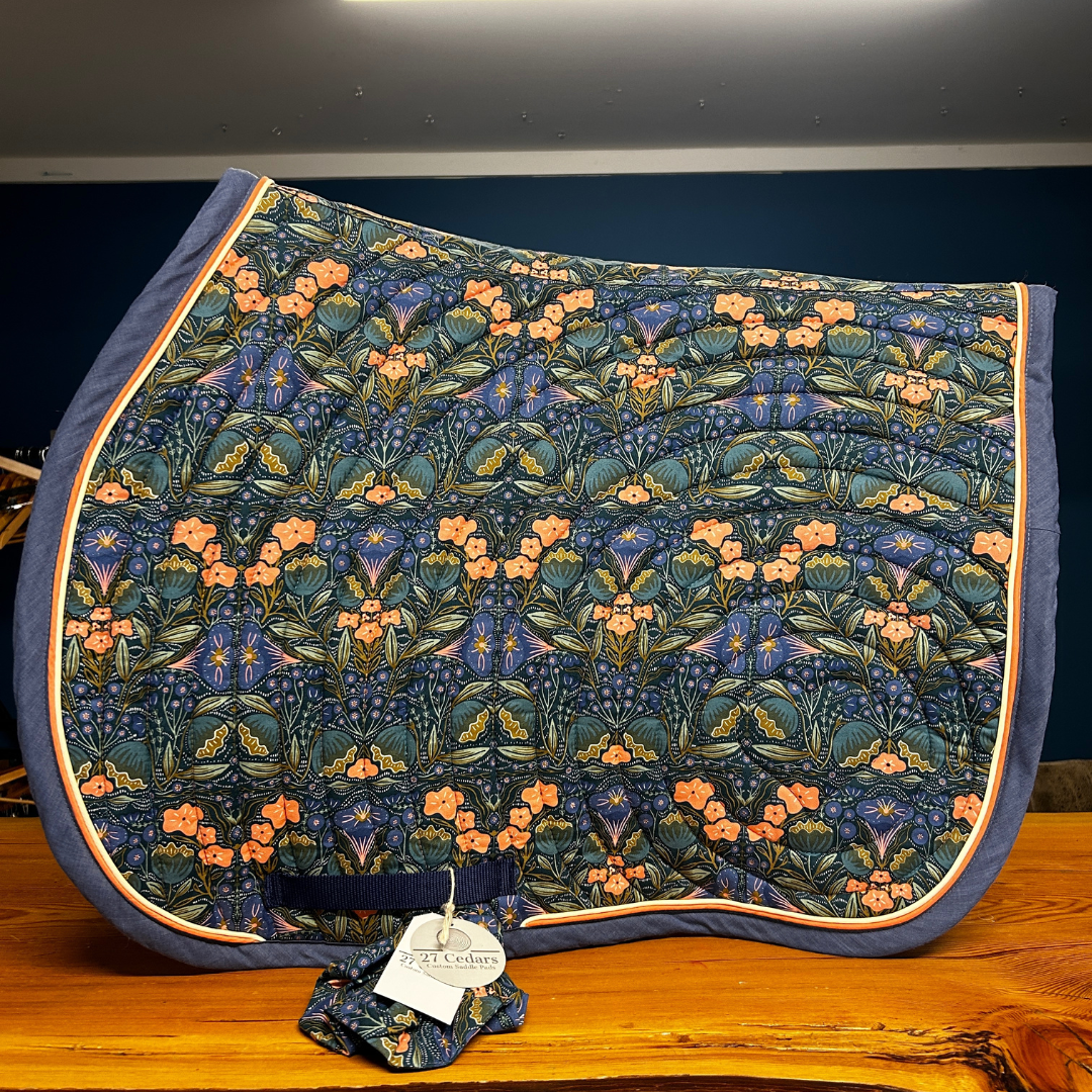 27 Cedar Custom Jumper English Saddle Pads-Western Saddle Pad-27 Cedar Custom Saddle Pads-Night Garden - Full-Evolution Equestrian Co.
