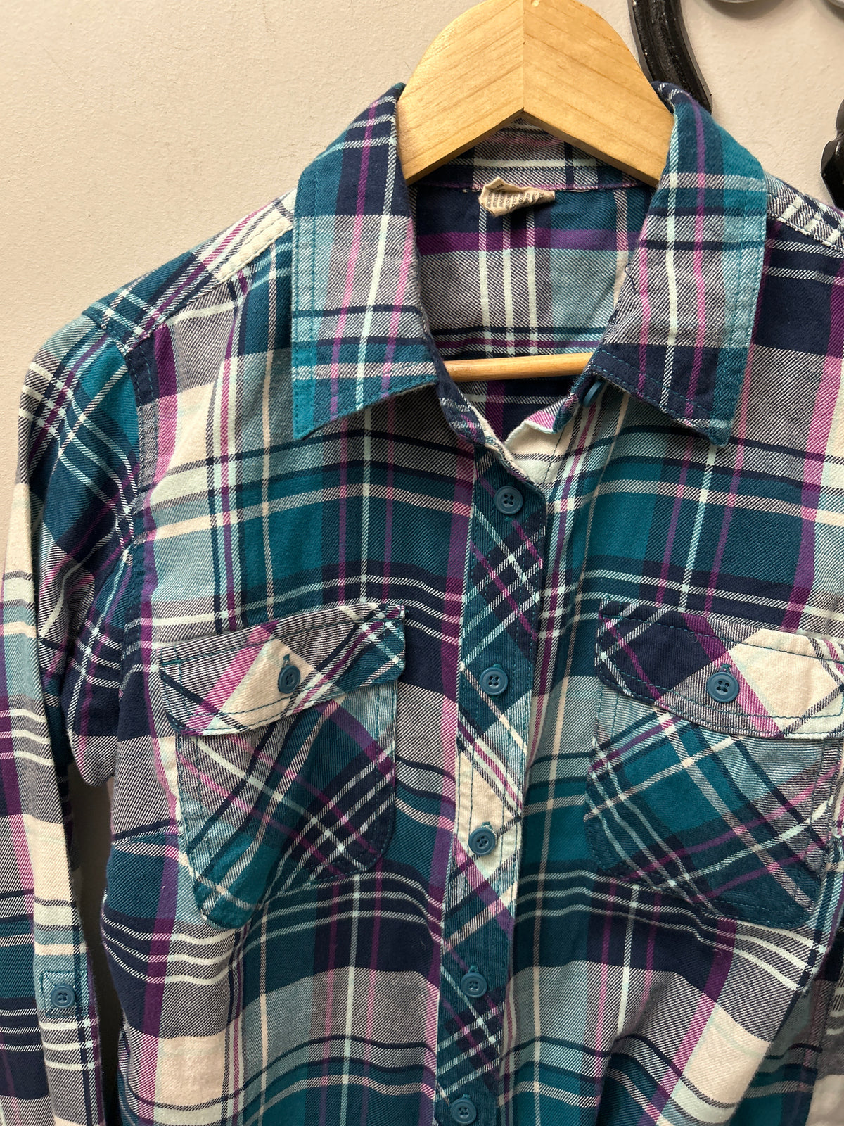 Western Button Blue/Purple/White Shirt Small
