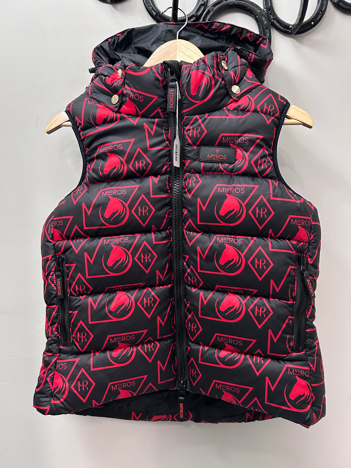 Mrs. Ros Equestrian Black and Red Vest Large