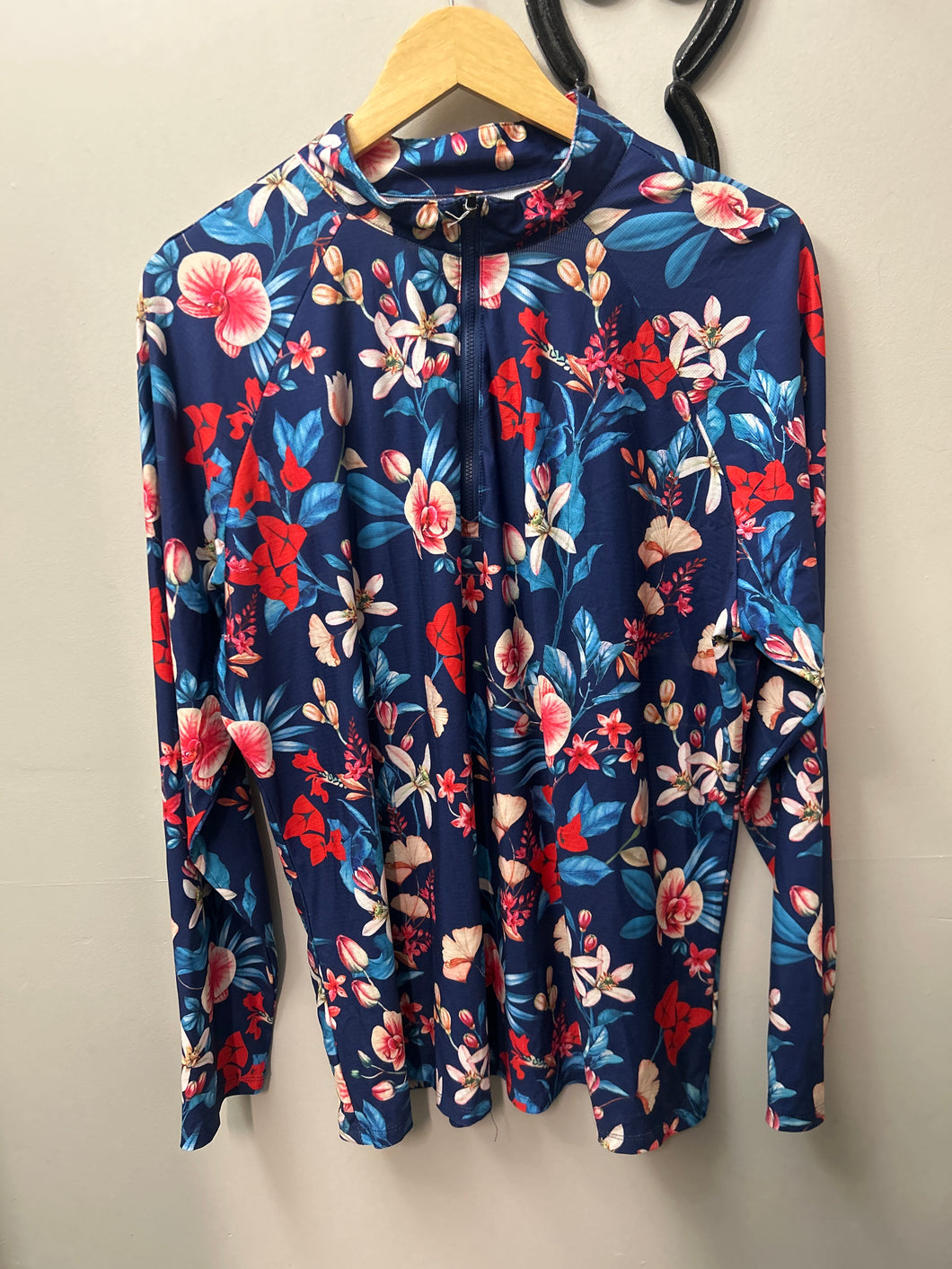 Floral Quarter Zip 2XL