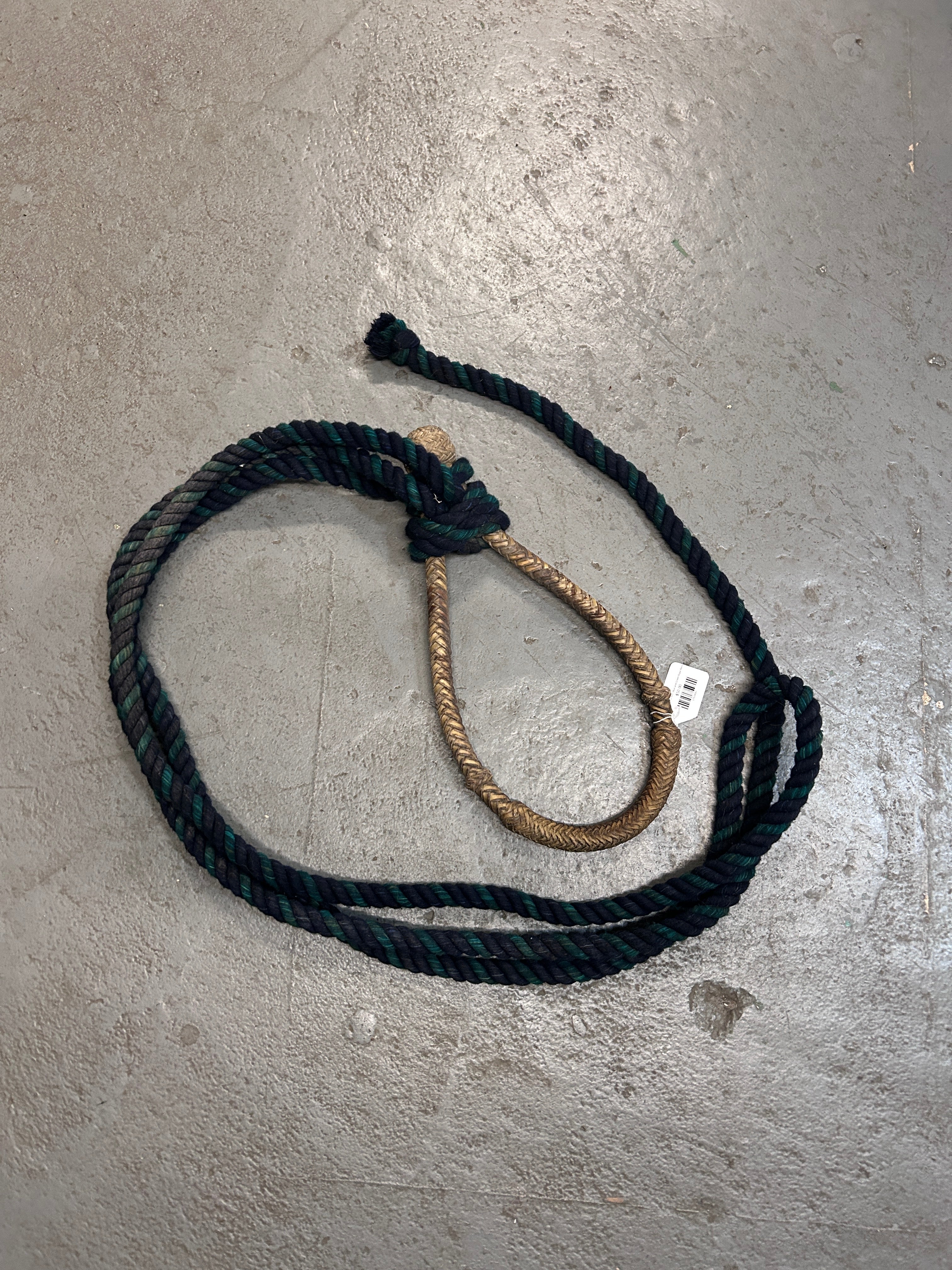 Rawhide Bosal with Blue and Green Rope Reins