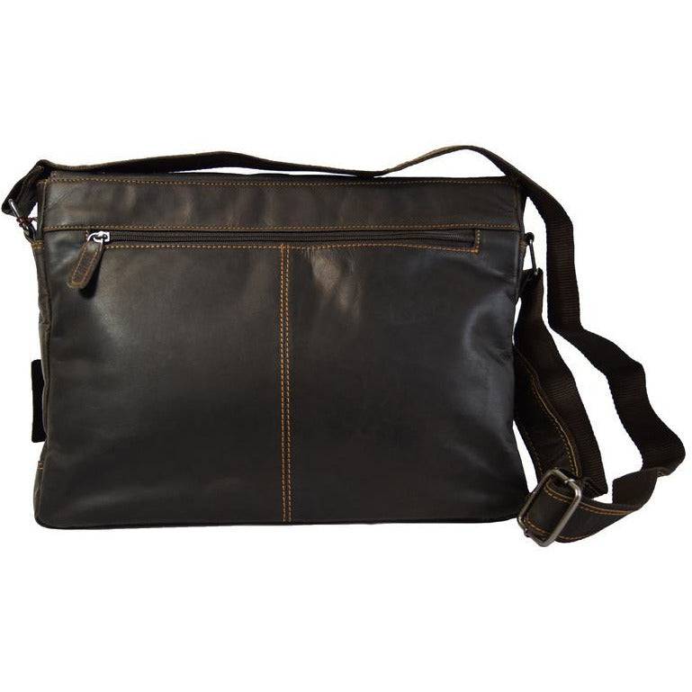 Greenwood Leather - Leather Shoulder Laptop Bag Gent - GW117: Brown-Greenwood Leather-Evolution Equestrian Co.