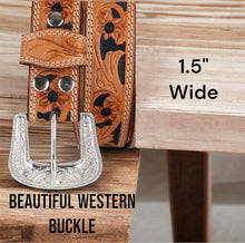 Load image into Gallery viewer, Greenwood Leather Light Brown Belt with Vintage Silver Buckle
